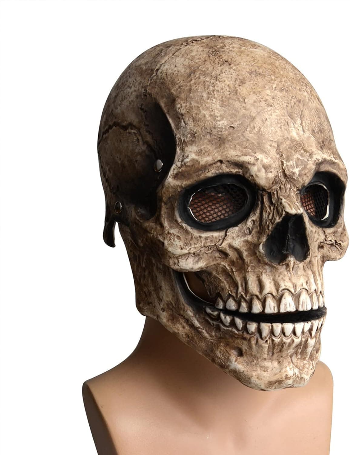 MOLEZU Halloween Scary Mask Horror Zombie Costume Skull Head Prop for Adult Party Cosplay (strong-skeleton)