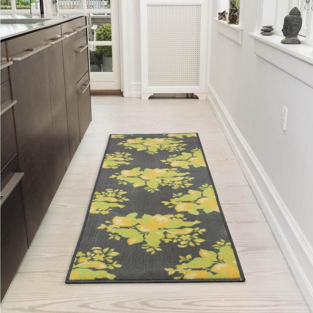 Silk Road Concepts Collection Contemporary Rugs, 20 in x 59 in, Gray Lemons