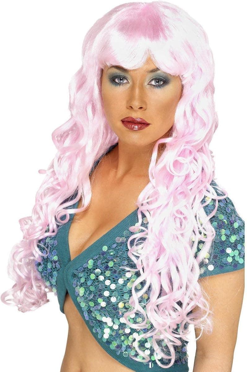 Smiffys Women's Siren Wig Long Curly with Fringe