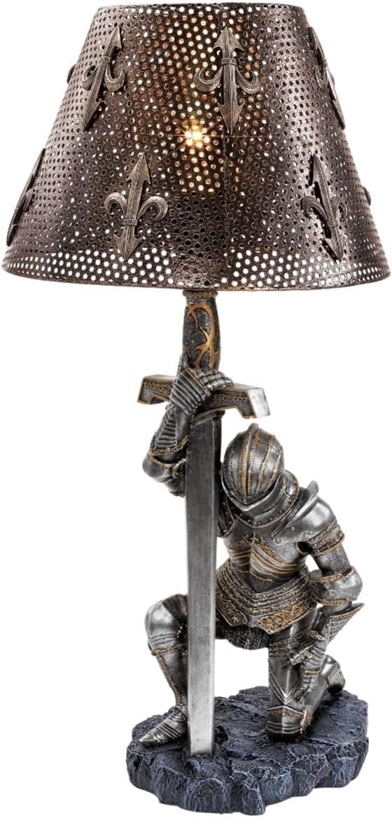 XoticBrands 22" Gothic Medieval Knight Sculpture Lamp - Set of 2