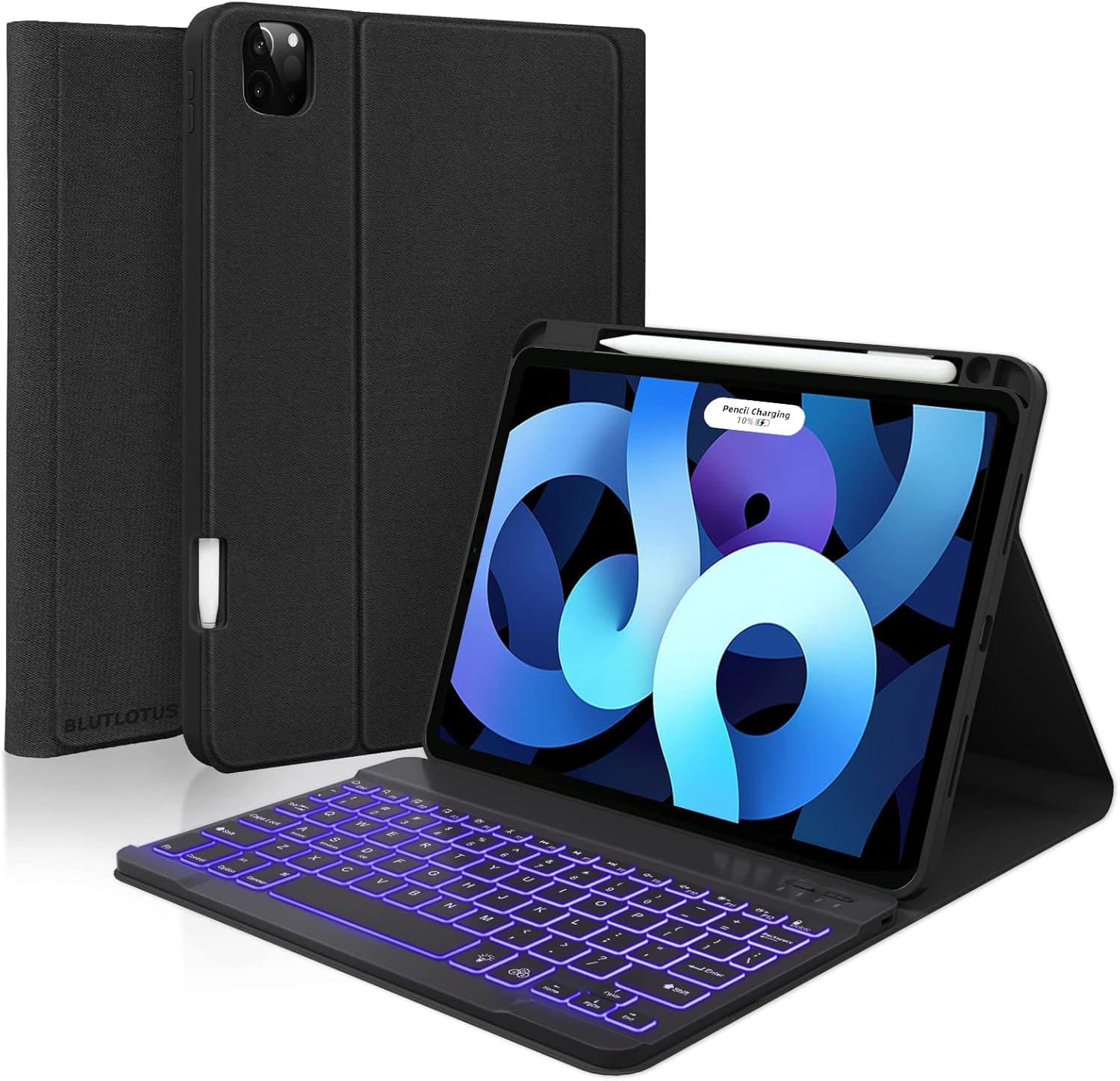 iPad Keyboard Case Pro 2022 11-inch(4th Gen),Air 5th 4th Gen 2022/2020, Pro 11 1st/2nd/3rd 2018/2020/2021, 10.9 inch Case with Pencil Holder, Backlit Detachable BT Keyboard, Smart Folio(Black)