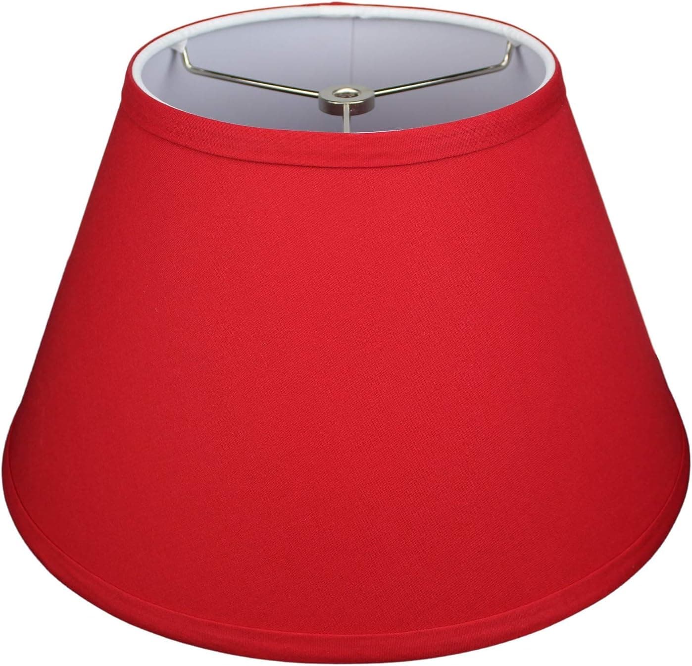 FenchelShades.com Lampshade 7" Top Diameter x 13" Bottom Diameter x 8" Slant Height with Washer (Spider) Attachment for Lamps with a Harp (Rich Red)