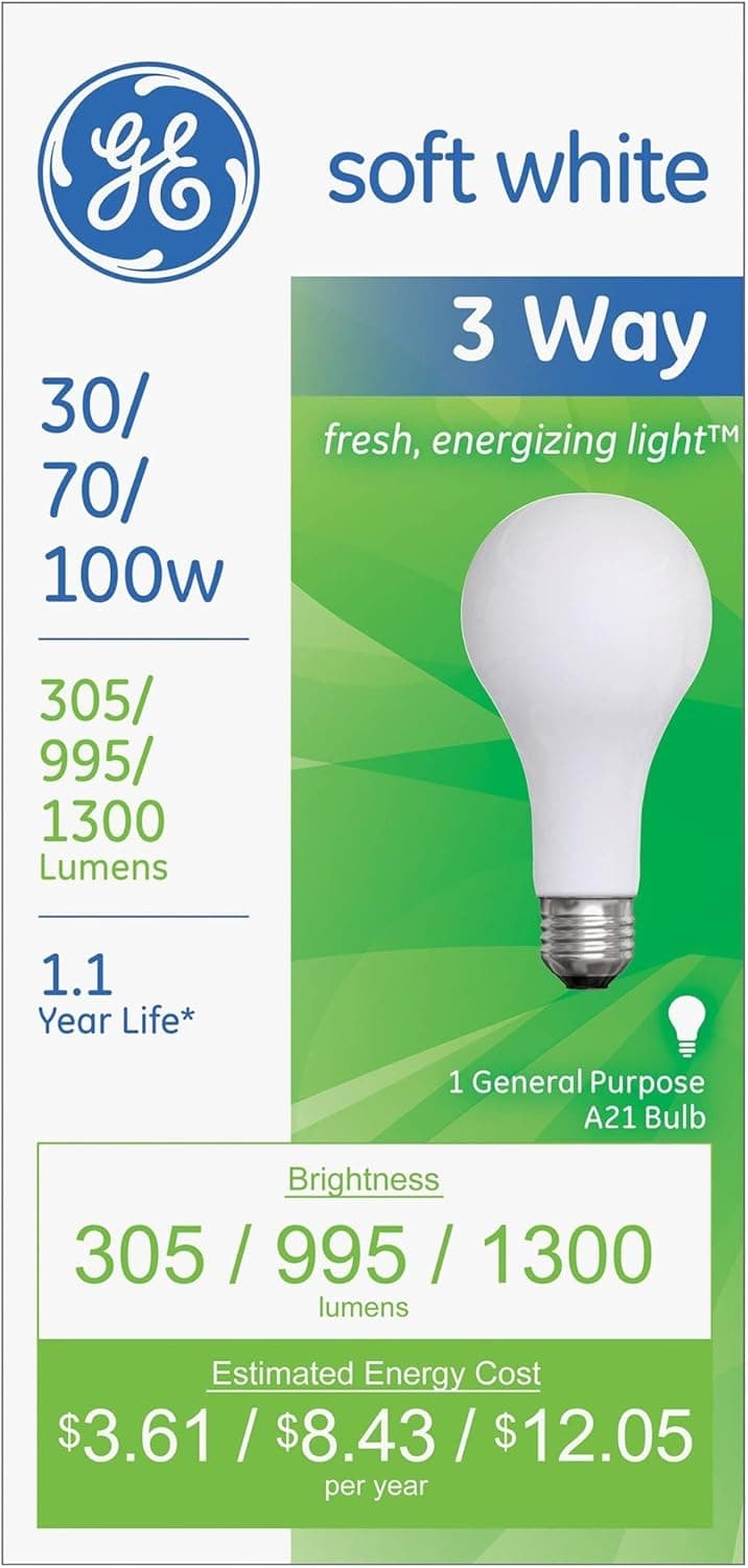 GE Lighting 97493 3 Way 30 70 100 Incandescent Light Bulb Soft White