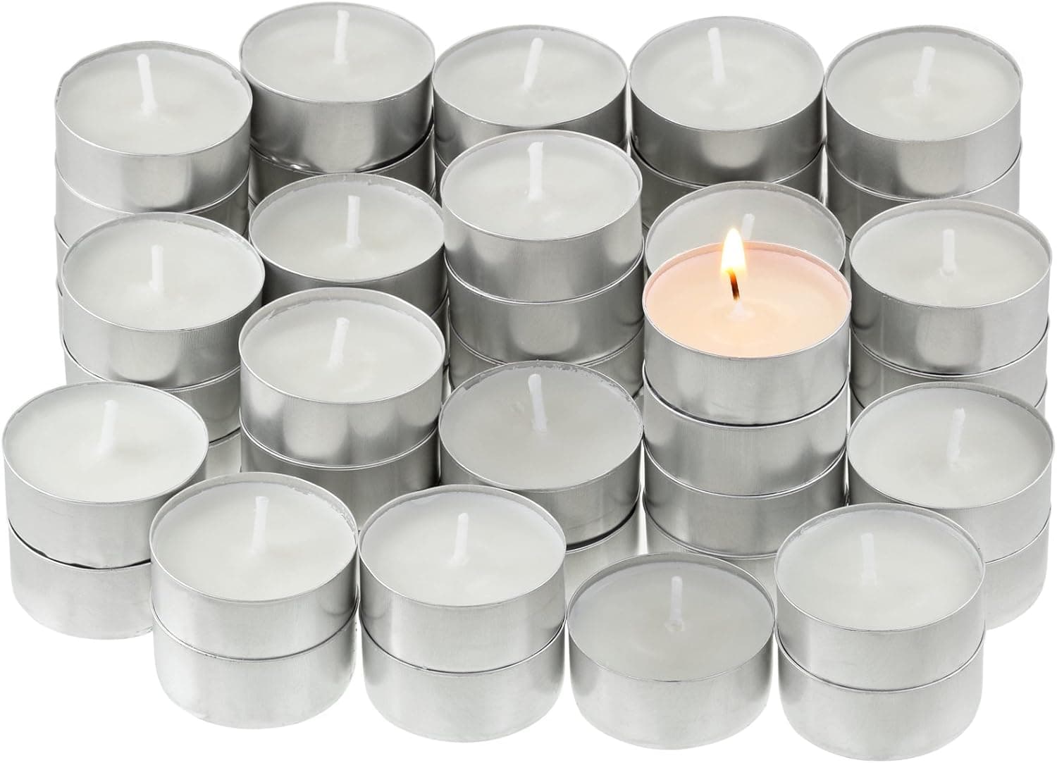 Greenco Value Pack Unscented Non-Drip Tealight Candles in Metal Cups, Pack of 100 – White