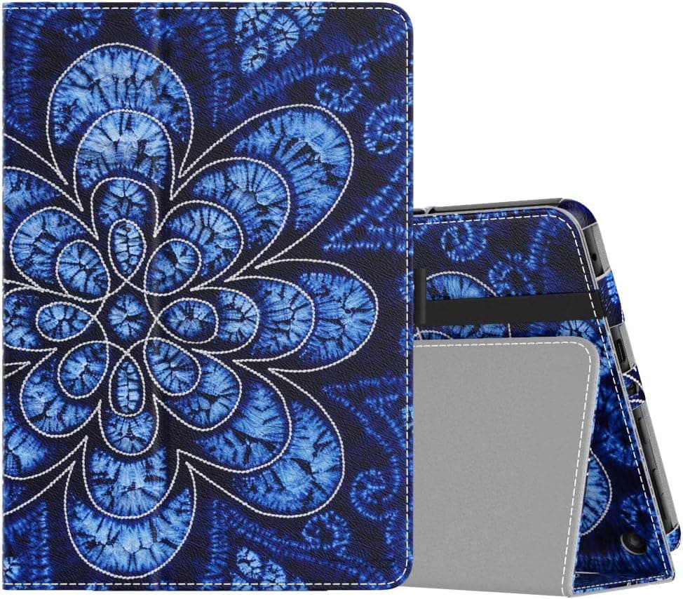 MoKo Case Fits Kindle Fire HD 8 & 8 Plus Tablet (10th Generation, 2020 Release), Slim Folding Stand Cover with Auto Wake/Sleep - Rattan Flower Blossom