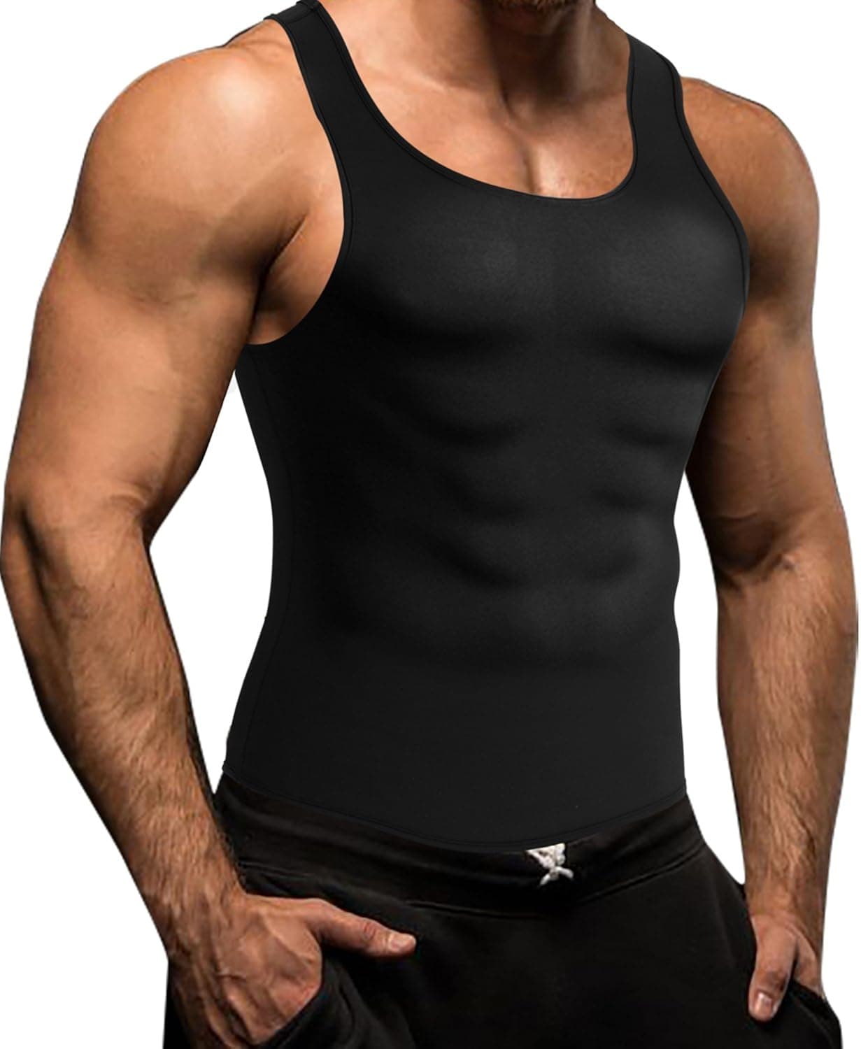 Men Waist Trainer Corset Vest Hot Neoprene Sauna Suit Body Shaper Tank Top Shirt No Zip Trimmer