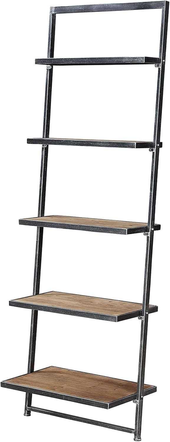 Convenience Concepts Laredo 5 Tier Ladder Bookcase / shelf, Natural / Antique Black Frame