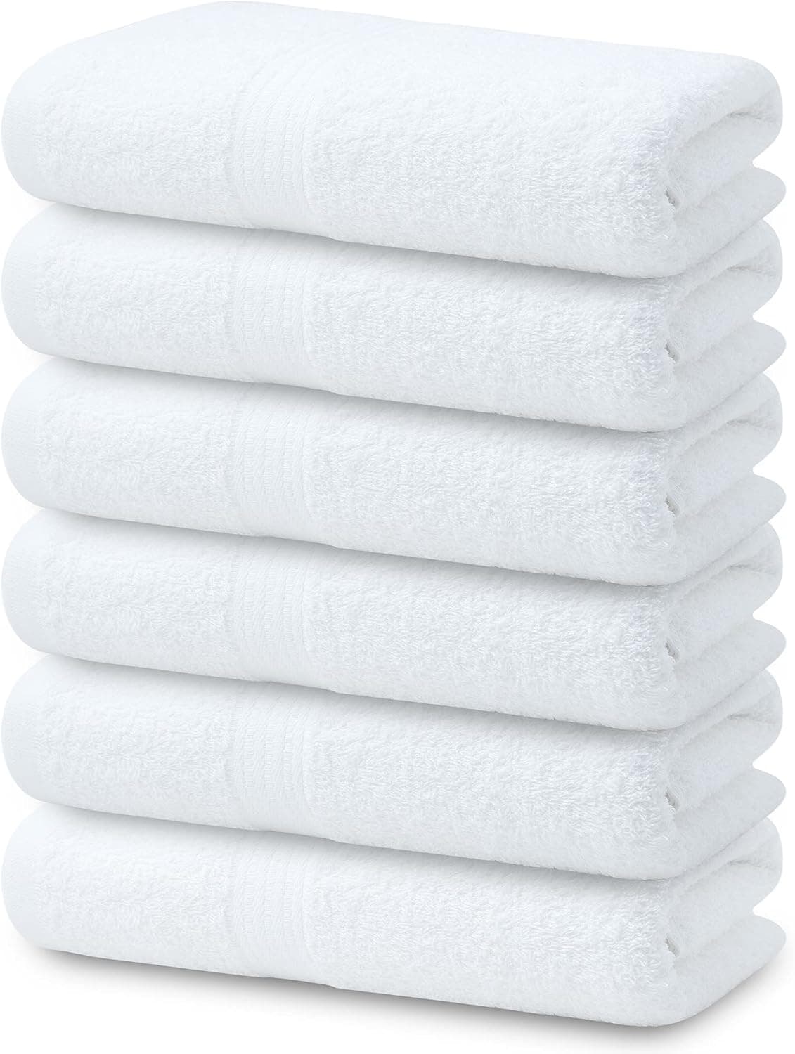 Textila Cotton Bath Towels - Small Bath Towel 22x44 Inches - Pack of 6 - White Color - Ultra Soft and Absorbent Bath Towel for Kids, Hair Wrap, Gym, Pool, Spa, Hotel, Home and Traveling Use
