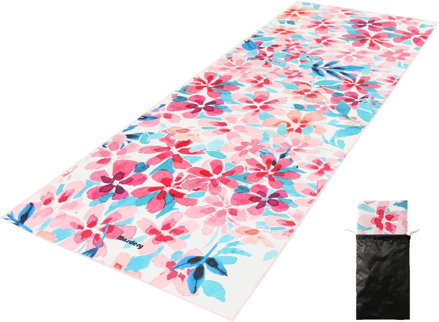 MASDERY Hot Yoga Towel Comes with Carrying Bag, 100% Microfiber, Lightweight Compact, Quick Dry, Ultra Absorbent, Sand Free Beach Towel for Hot Yoga, Pilates
