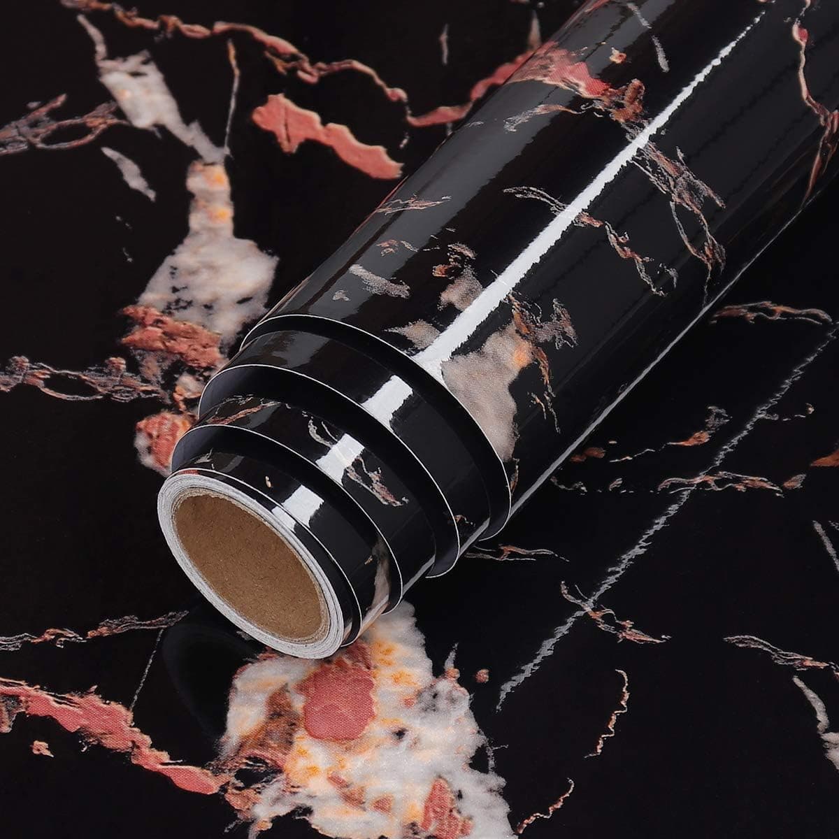 LACHEERY Black Marble Contact Paper 12"x160" Removable Wallpaper Countertop Contact Paper Self Adhesive Wallpaper Peel and Stick Countertops for Kitchen Cabinets Backsplash Table Counter Top Covers