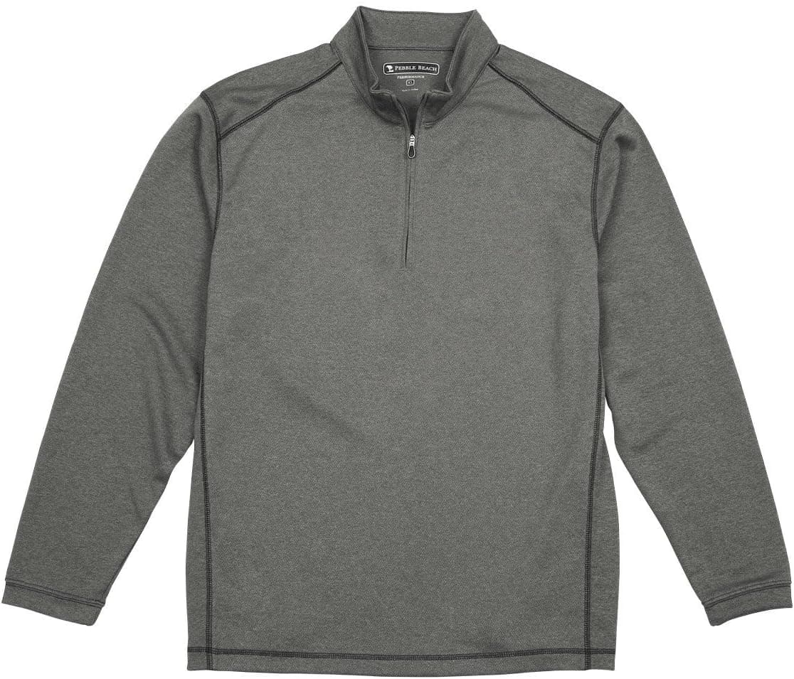 Pebble Beach Men's Performance Tech Golf Pullover 1/4 Zip Long Sleeve Shirt, Charcoal, Medium