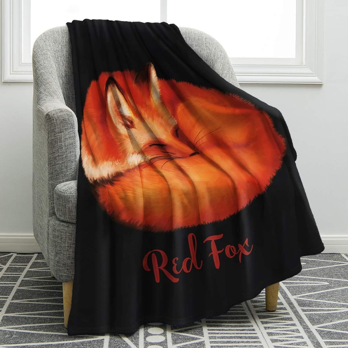 Jekeno Red Fox Blanket Soft Warm Print Throw Blanket Lightweight Travelling Camping Lightweight Travelling Camping for Women Adults Gift 50"x60"