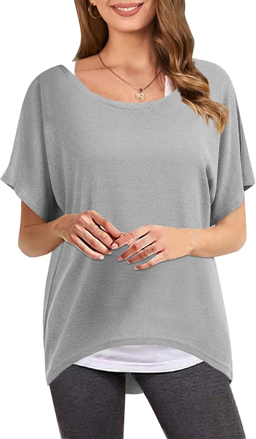 ZANZEA Women's Casual Blouses Loose Short Batwing Sleeve Tops Oversized Summer Tunic Tops