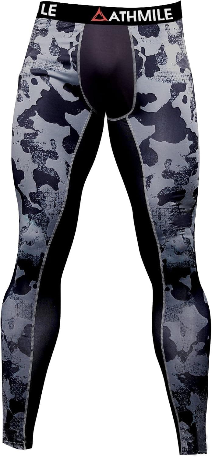 Athmile Men's Sports Compression Cool Dry Pants Workout Tights Running Base layer Leggings&Shirts for Hiking,Marathon,Basketball,Exercise and Fitness