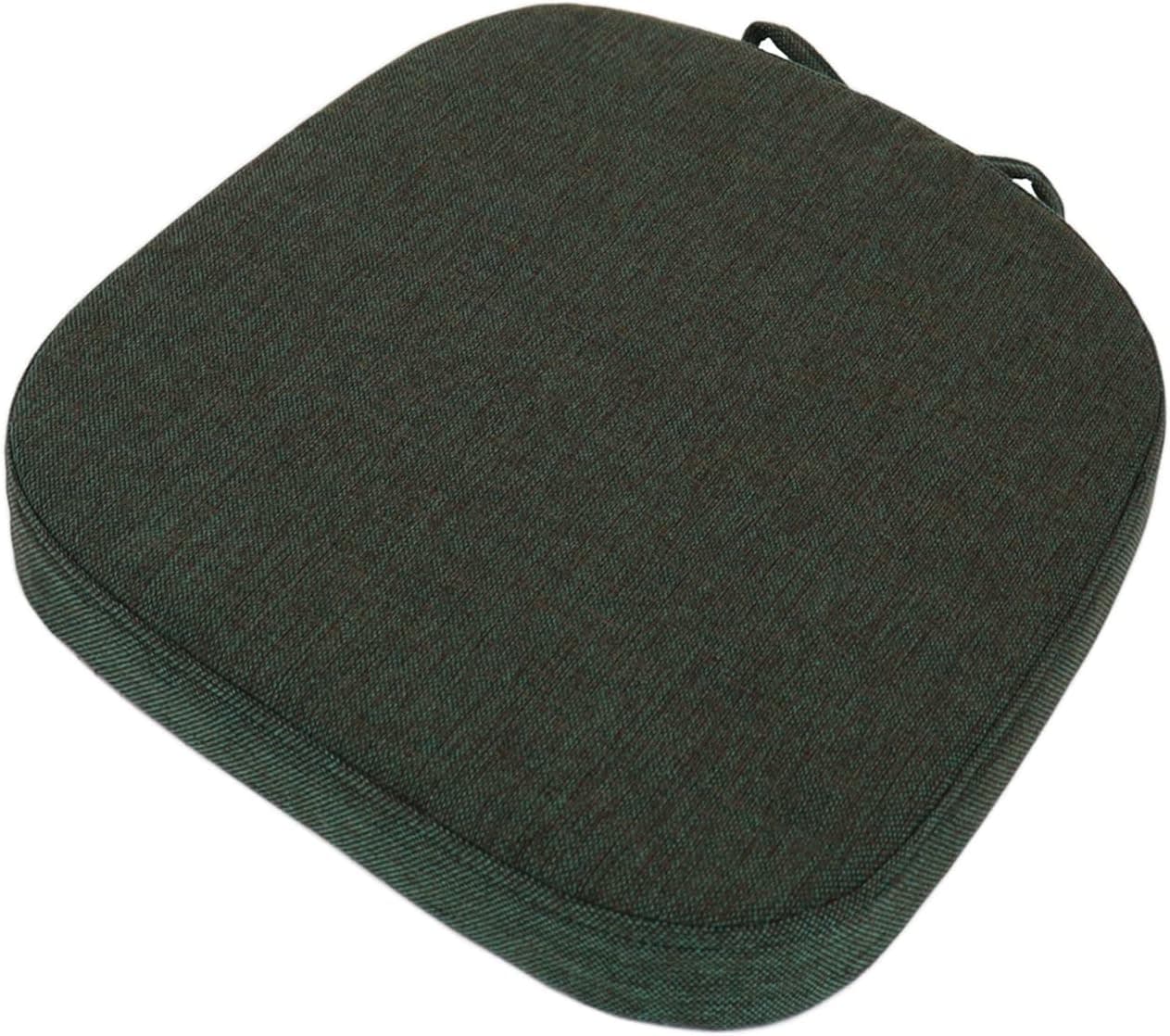 Takehanaus Non-Slip Metal Dining Chair Pads Living Room Bar Stool Cushion with Ties Metal Chair Seat Cushion - One Cushion Only 14 inches x 14 inches x 1.5 inches ,Dark Green, 14x14x1.5Inch, YZ220325
