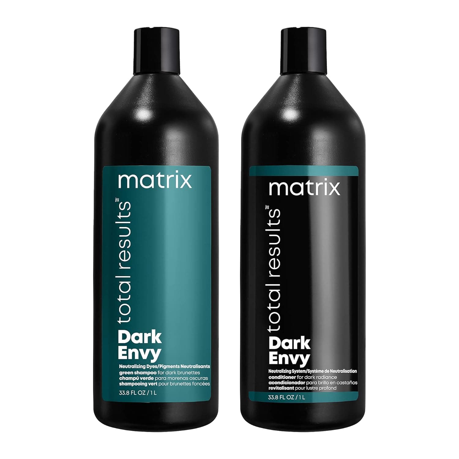 Matrix Total Results Dark Envy Green Shampoo & Conditioner Set | For Neutralizing Red Undertones in Dark Brown or Black Hair | Color Depositing Shampoo | Cool, Glossy Finish