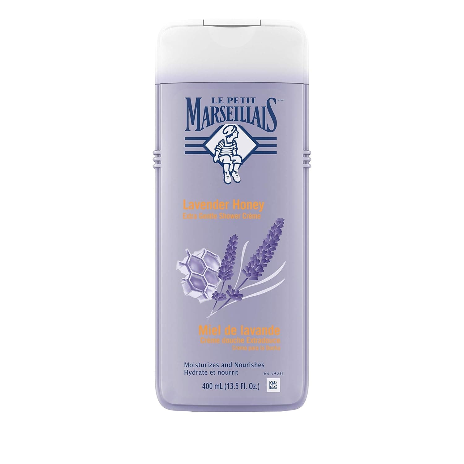 Le Petit Marseillais Extra Gentle Shower Crème with Lavender Honey, Moisturizing & Nourishing French Body Wash pH Neutral for Skin, 13.5 fl. oz