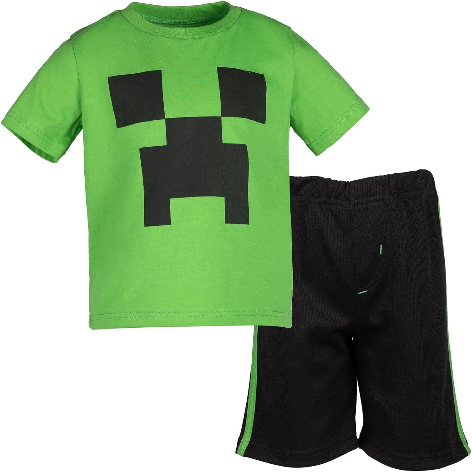 Minecraft Creeper Skeleton Zombie Enderman Graphic T-Shirt and Mesh Shorts Outfit Set Little Kid to Big Kid