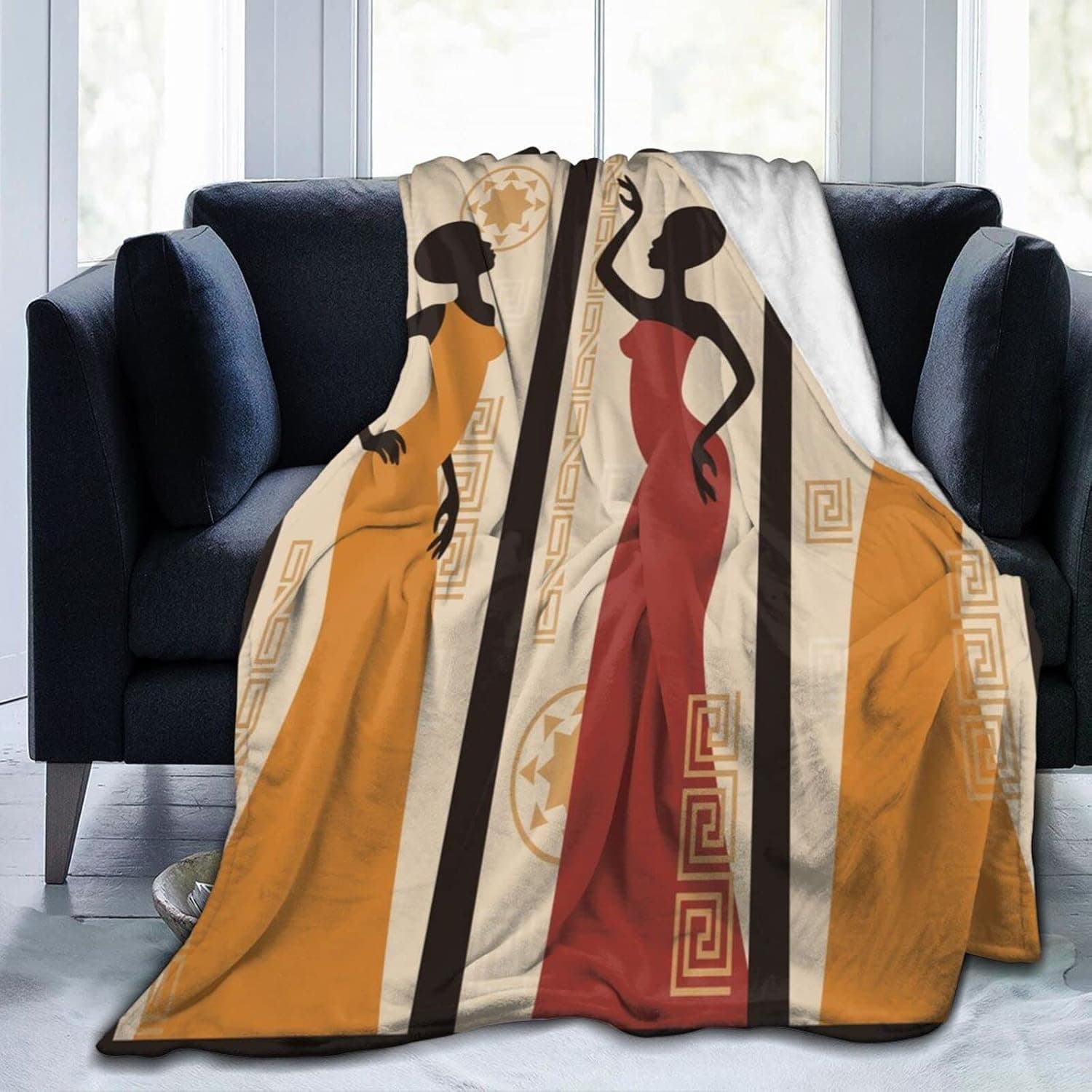Ouqiuwa Beautiful African Women Throw Blanket Plush Microfiber Flannel Fleece Blanket 80"x60" for Bed Sofa Couch Camping Travel