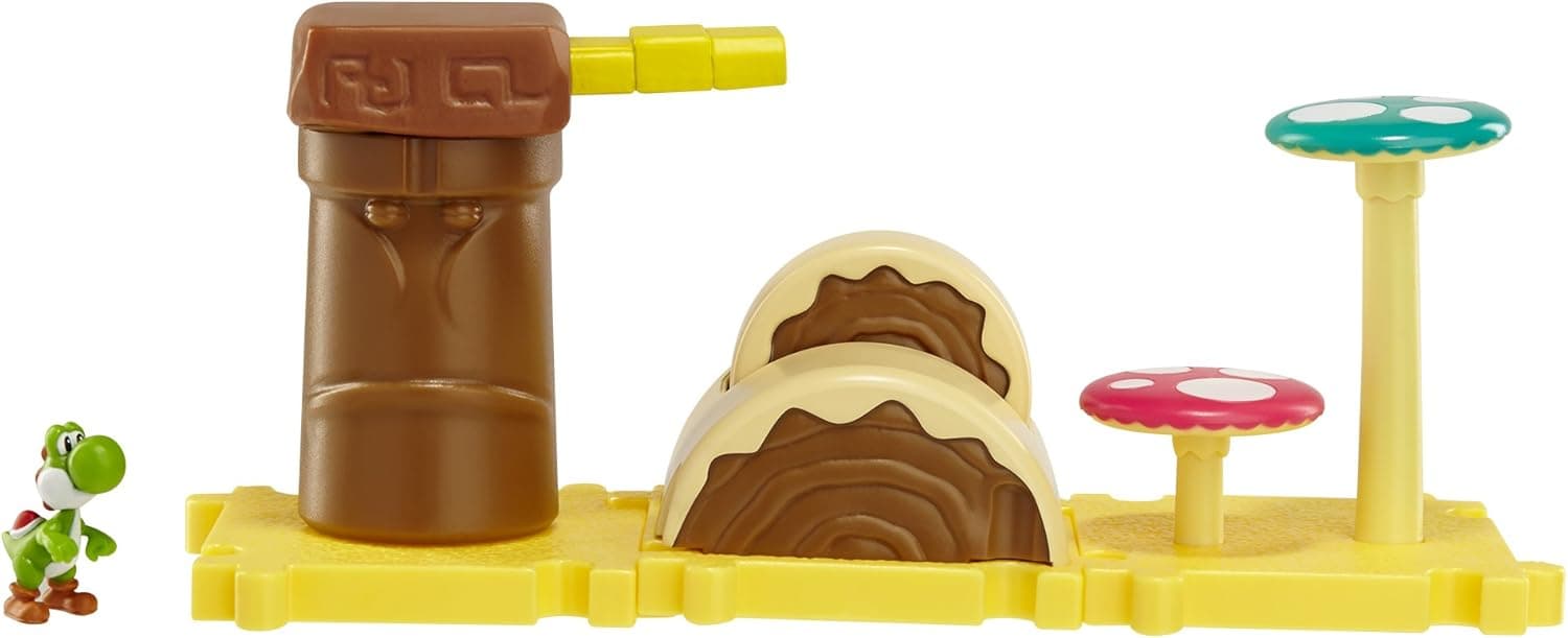 Nintendo Mario Bros Universe Micro Land Wave 1: Layer Cake Desert with Yoshi Playset, 3-Pack