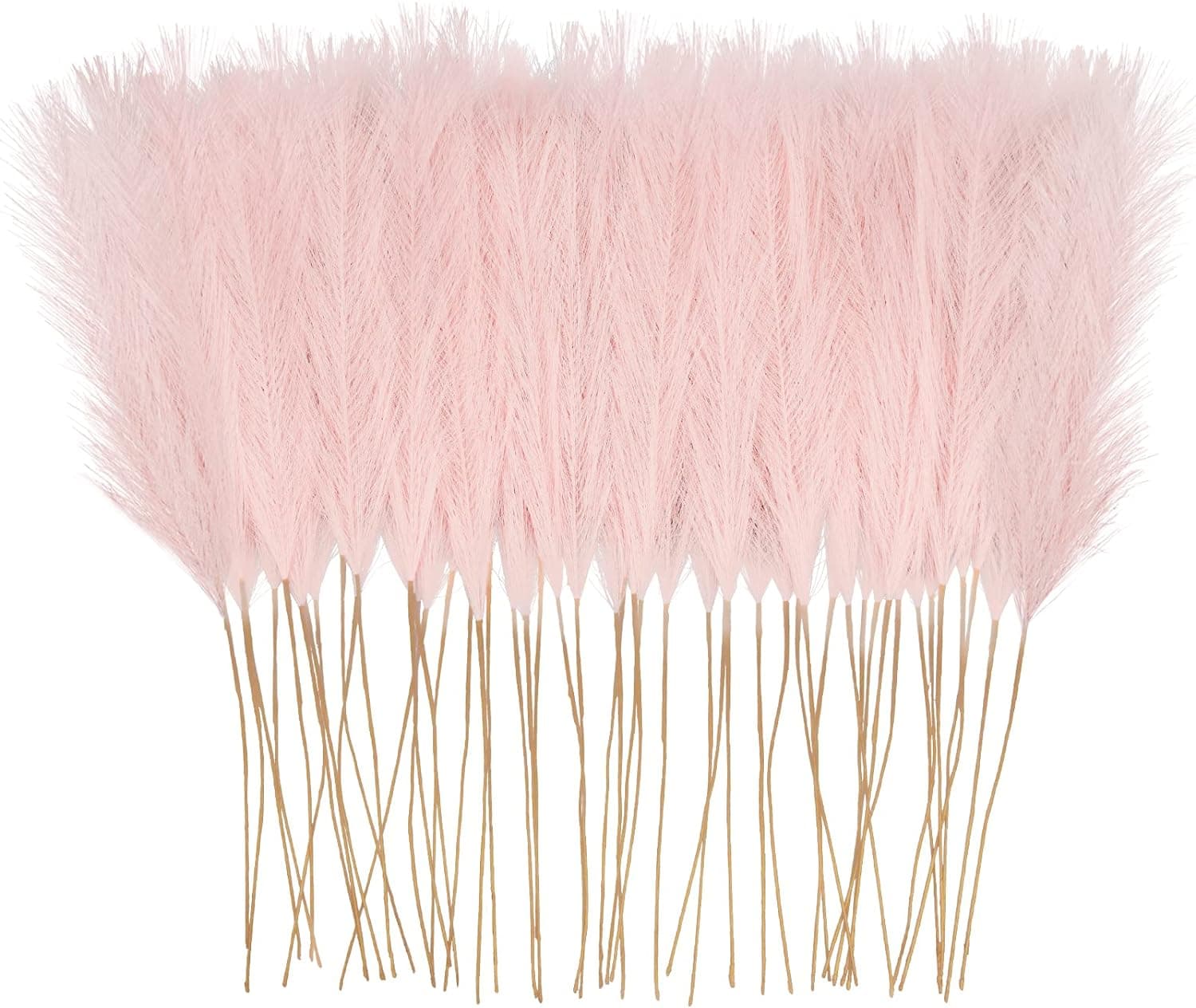 obbsie 50pcs Pink Faux Pampas Grass Decor, 26" Short Artificial Pompous Grass Floral Fake Pompas Grass Branches Vase Filler Flower Arrangement for Home Wedding Boho Decor