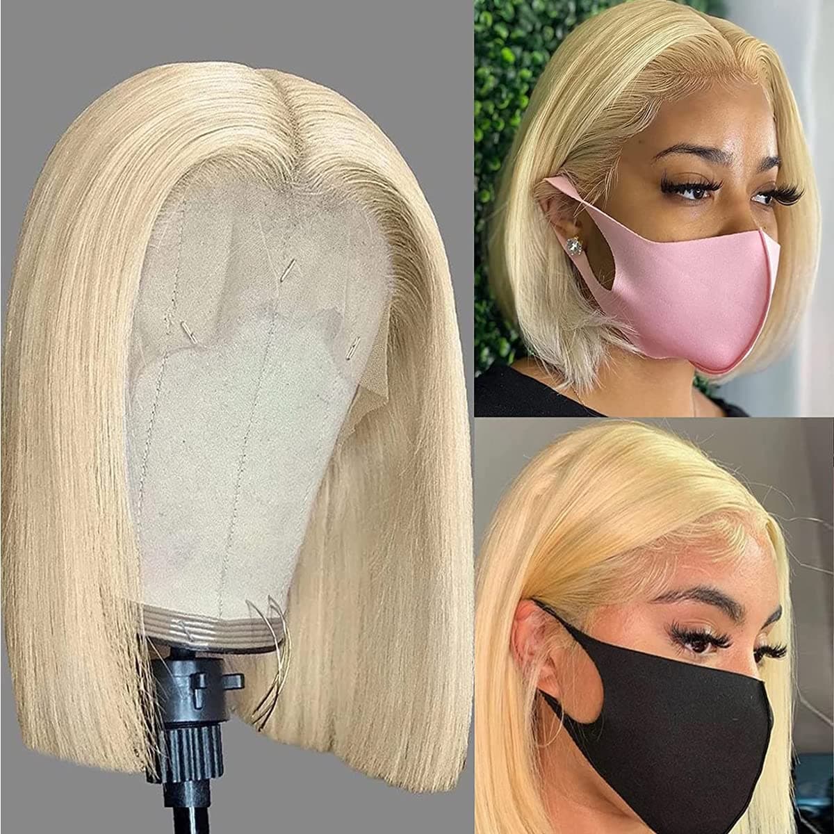 Morkoodll Hair 613 Blonde Bob Wigs 10inch Lace Front Bob Wigs Human Hair 180% Density 613 Bob Wig Pre Plucked Hairline with Baby Hair Short Bob Wigs for Black Women(10inch, 180% 613 bob)