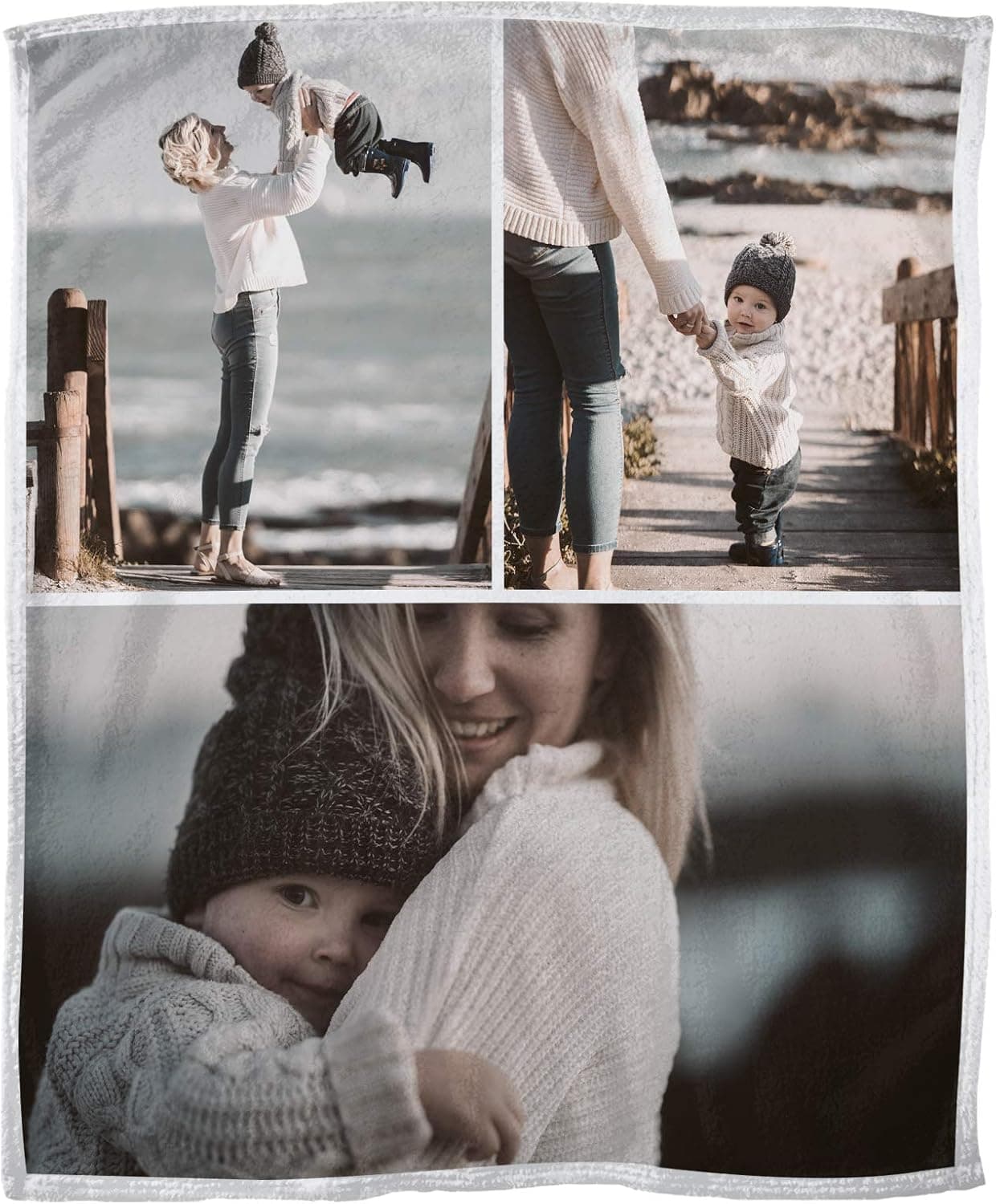 Customized Blanket Personalized Photo Throws Blanket for Kids or Adults, Custom Photo Blanket for Christmas, Birthday Gifts, Put Your Photo on a Plush Blankets 50x60 inch, 3 Photos Collage