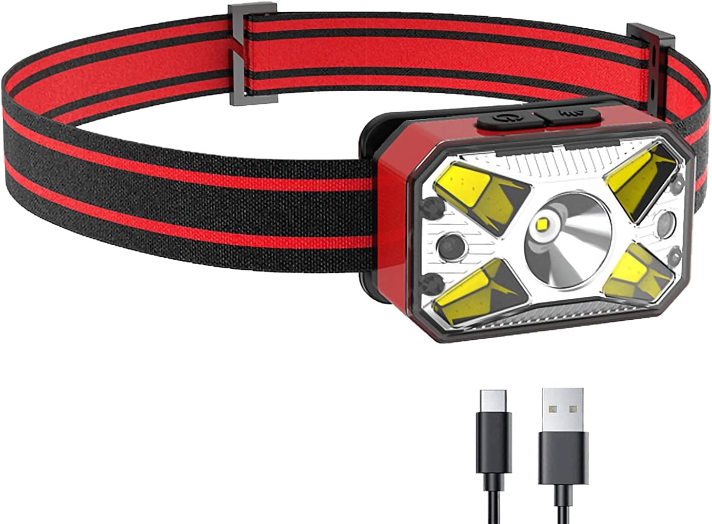 Dieserwelpe Aluminum Headlamp USB C Rechargeable, Bright LED, Floodlight & Spotlight, Motion Sensor, Long Press Off, Waterproof Head Lamp for Hiking, Running, Repairing, Dog Walking