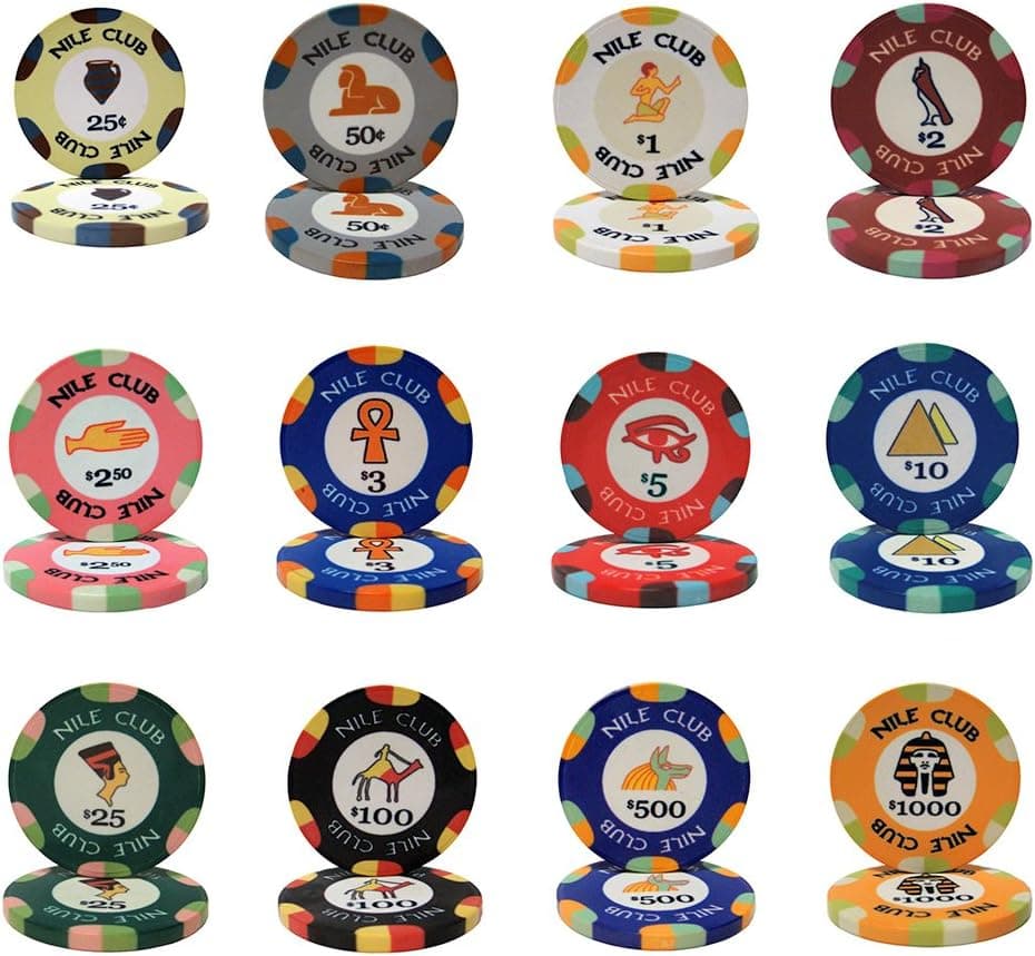Brybelly Nile Club Casino Grade Ceramic 10-Gram Poker Chip – Pack of 50