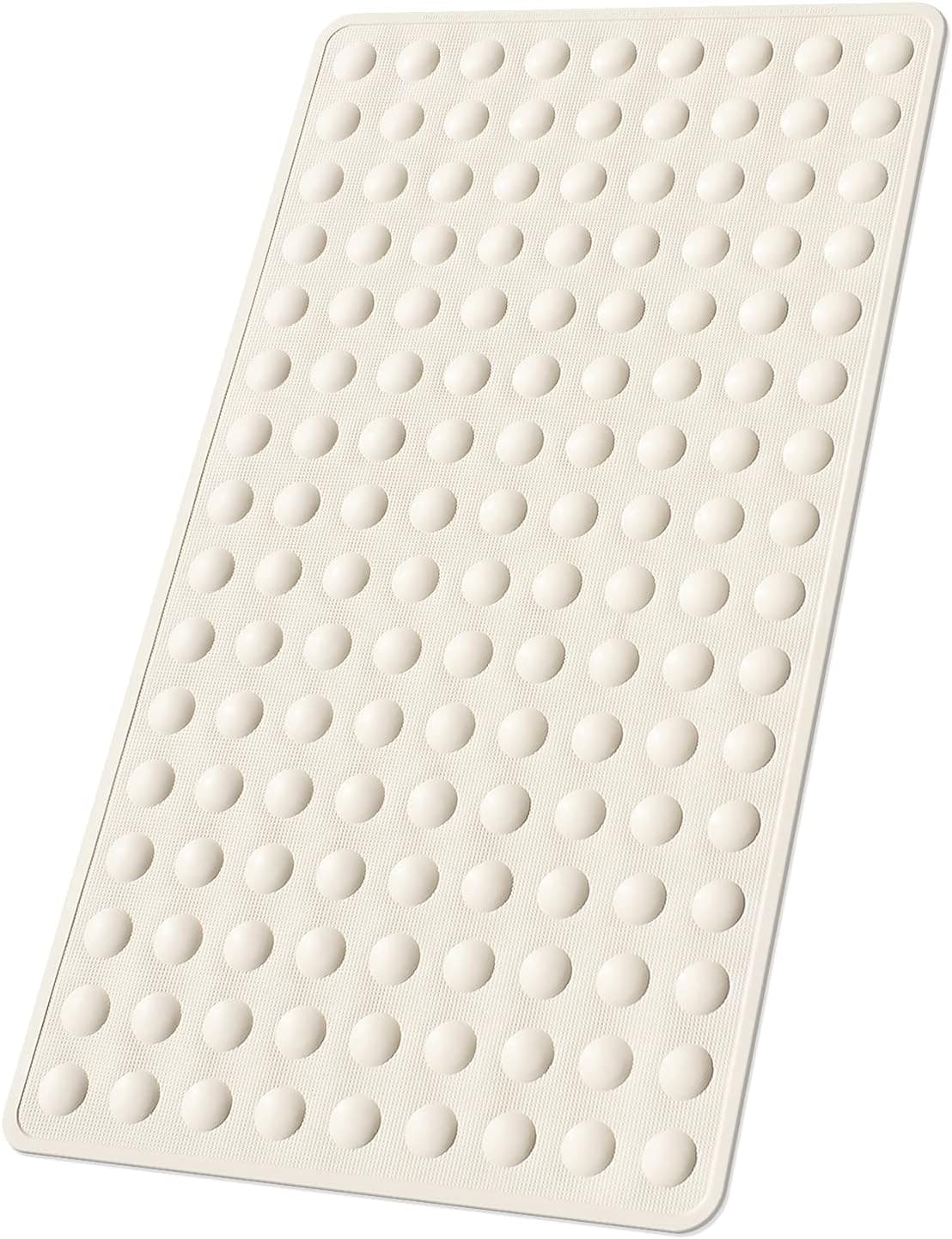 Non-Slip Bathtub Mat,Yolife Rubber Anti Skid Rubber Shower Tub Mat, Safety and Machine Washable Protection Bathtub Mat with Suction Cups, XL Tub Mat 28x16 inches(Beige)