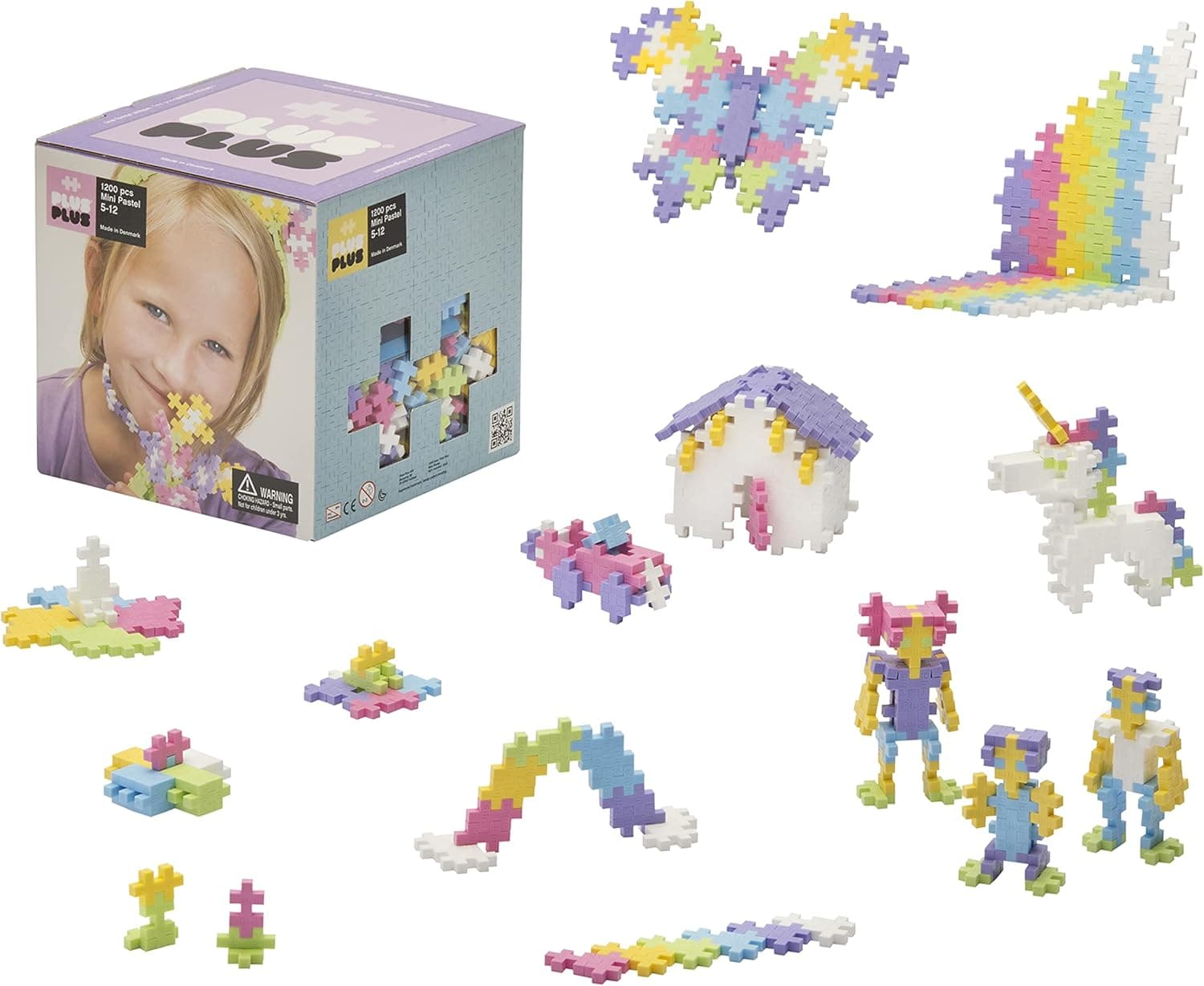 PLUS PLUS - Open Play Set - 1200 Piece - Pastel Color Mix, Construction Building Stem Toy, Interlocking Mini Puzzle Blocks for Kids