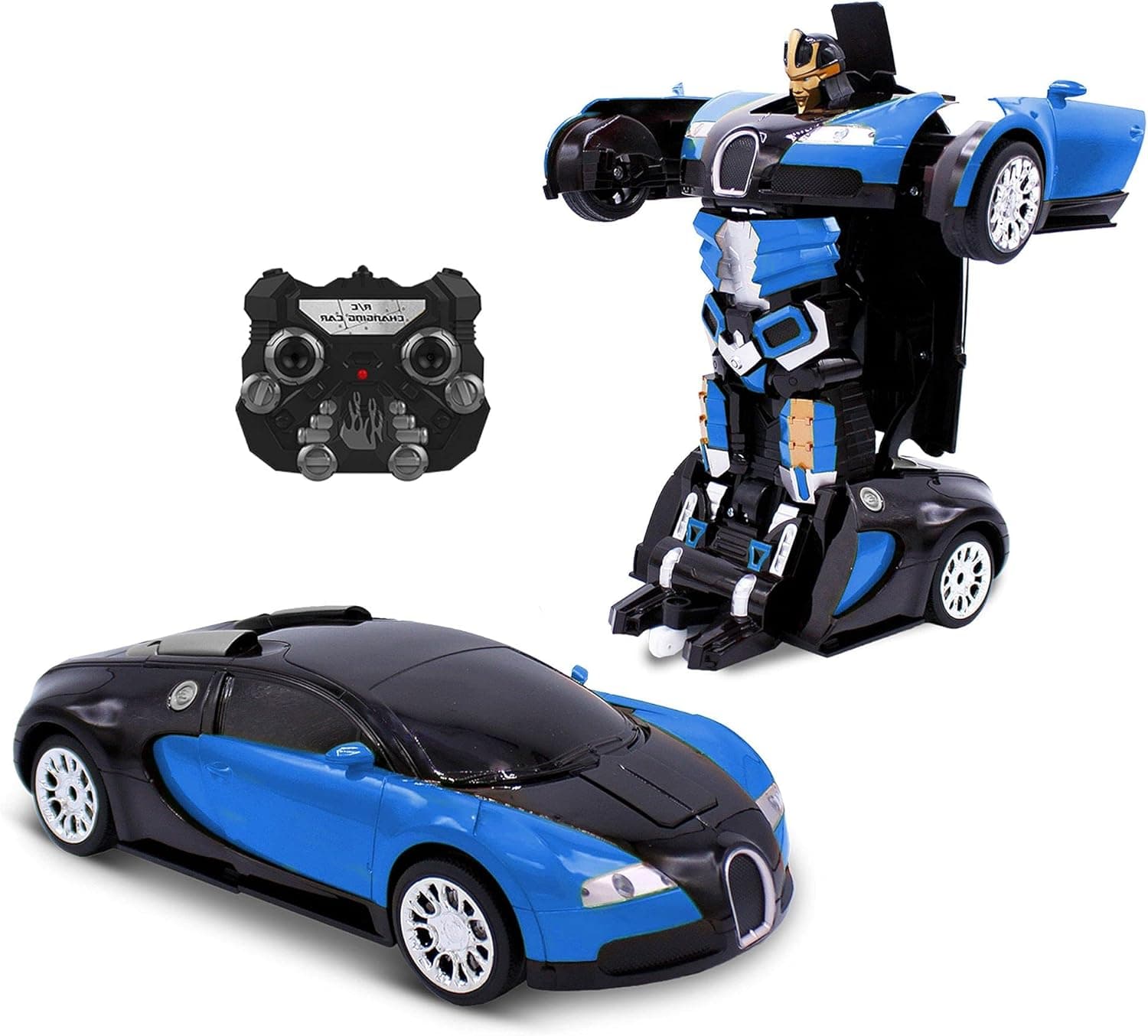 Family Smiles Kids RC Toy Transforming Robot Remote Control Car Vehicle Toys for Boys 8-12 Blue