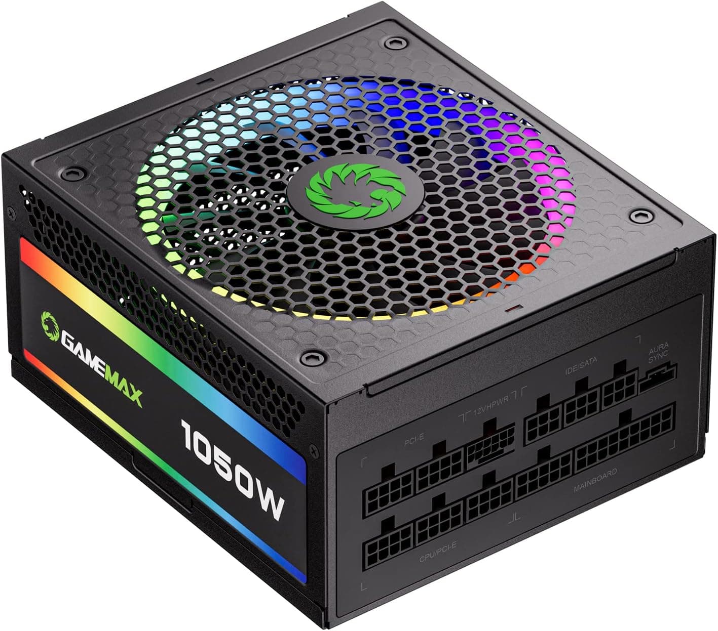 GAMEMAX 1050W ATX 3.0 & PCIE 5.0 Power Supply, 80+ Gold Certified, Addressable RGB with 5V Motherboard Sync, Fully Modular ATX Gaming Power Supply, 10 Year Warranty, RGB-1050