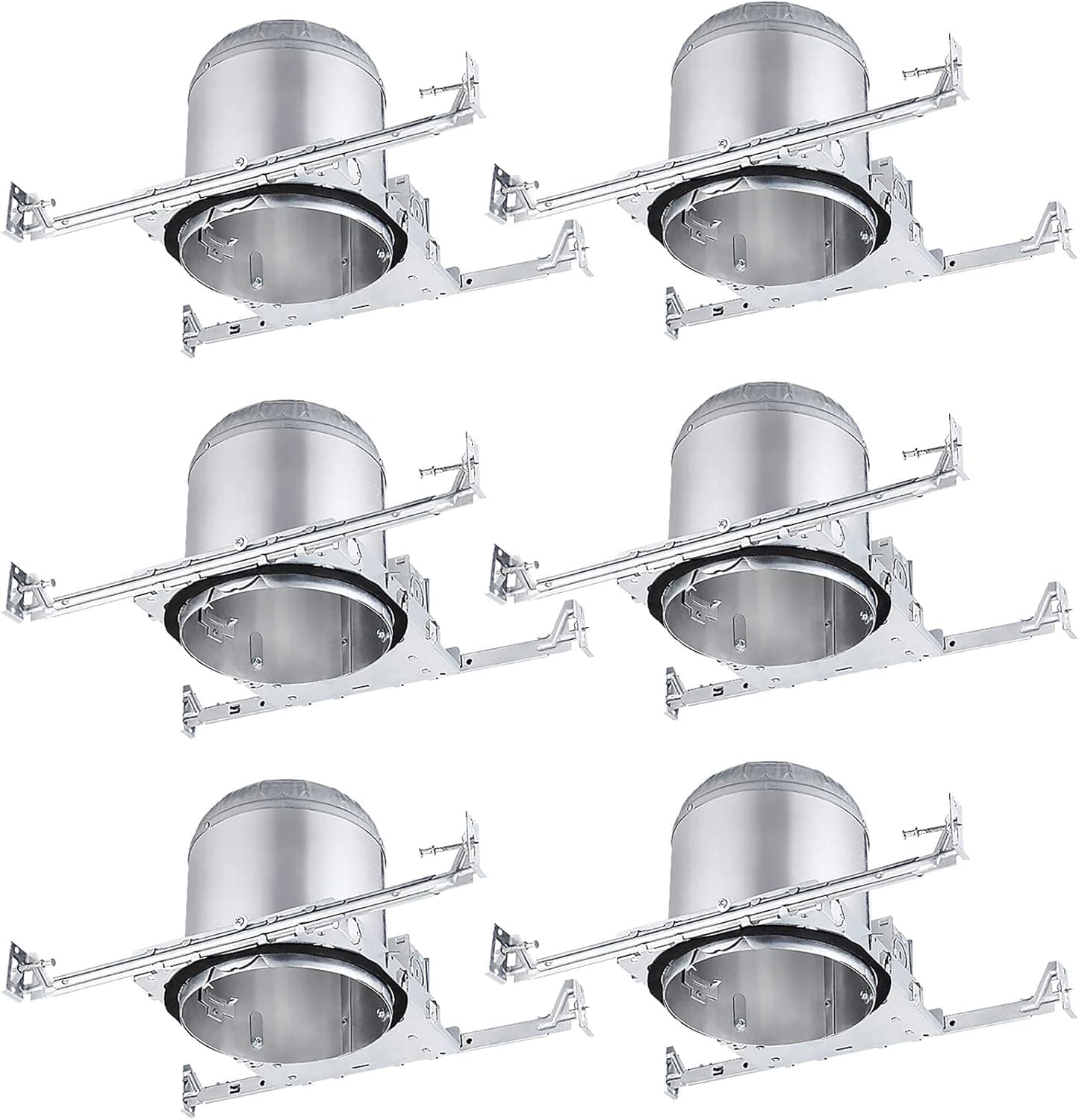 TORCHSTAR 6 Inch New Construction Recessed Housing, Air Tight IC Rated Aluminum Can, E26 Base for Recessed Lighting, Retrofit Kit, UL Listed, Pack of 6