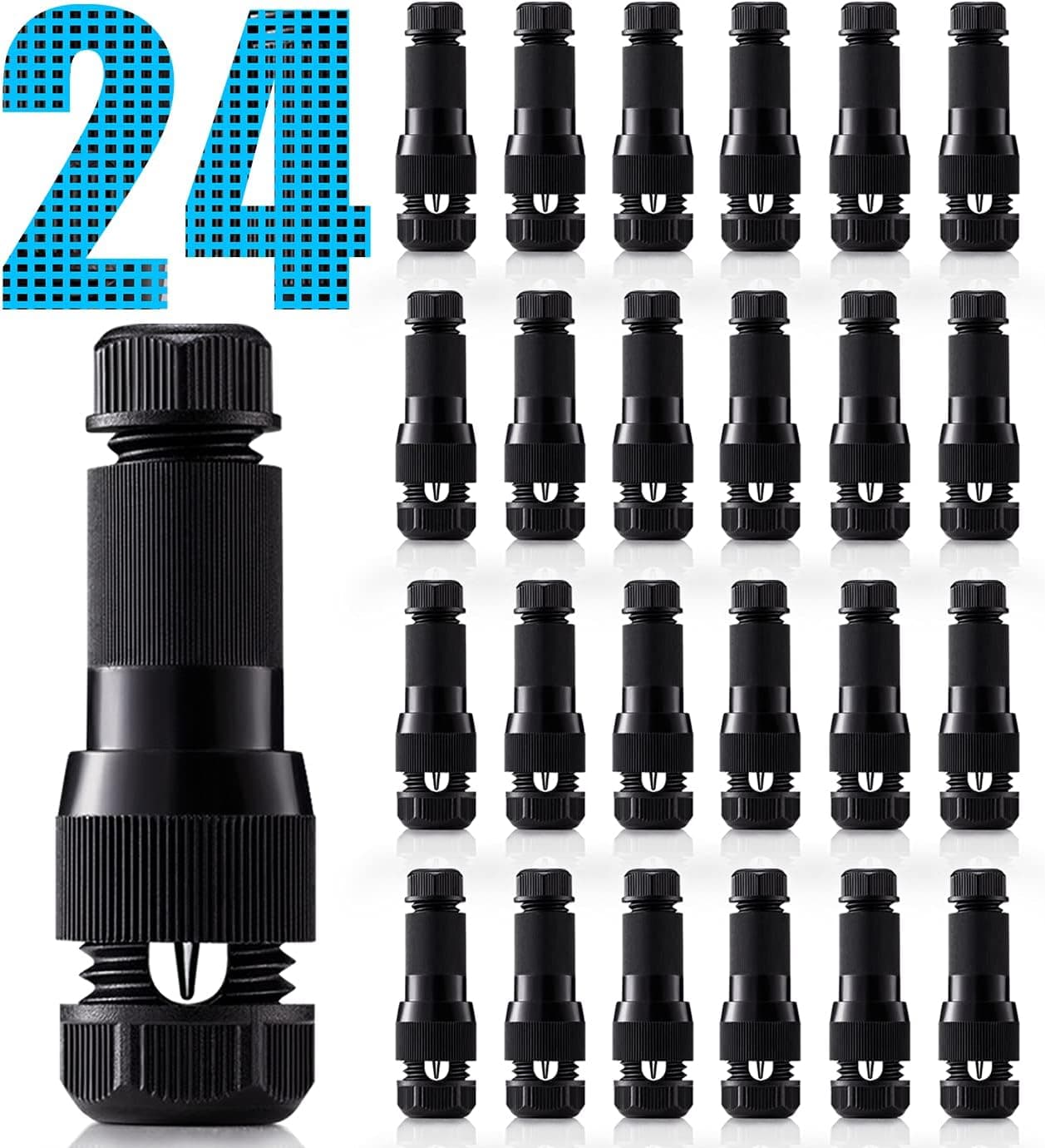 SUNVIE Low Voltage Wire Connector for Landscape Lighting Outdoor 12-14 Gauge Cable Connectors Work with Malibu Paradise Moonrays and Other Outdoor Lighting (24 Pack)
