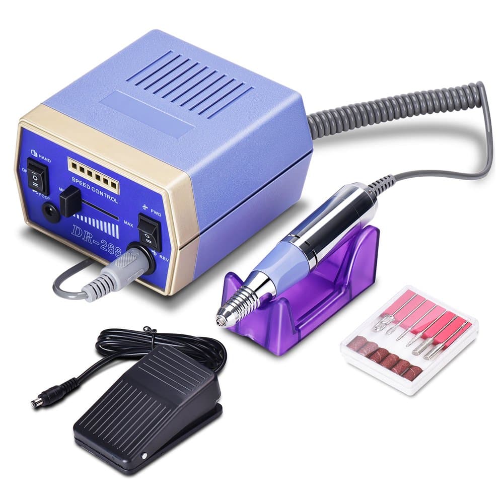 Bandyek Electric Nail Drill File Machine Manicure Pedicure Kit for Acrylic Nails Gel Nail Glazing Nail Drill Nail Art Polisher Sets with Sander Bands & 6 Bits Set (30000RPM) - BDY3000
