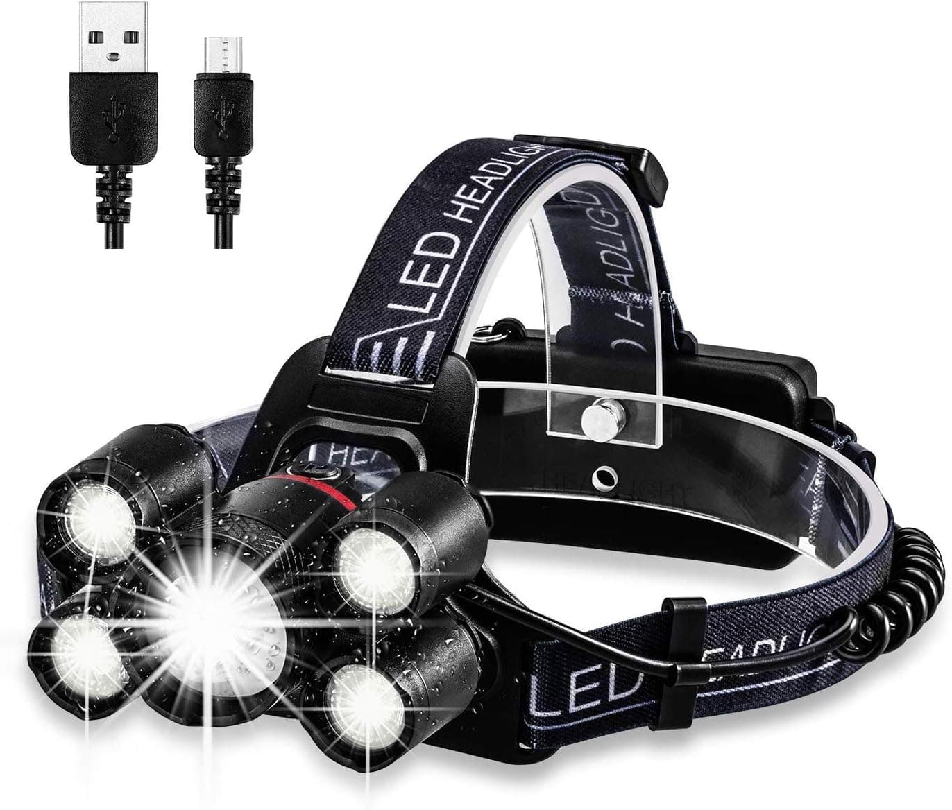 Rechargeable LED headlamp, Zukvye Super Bright 5 LED Headlight Zoomable Waterproof CREE Headlamps Flashlight for Cycling, Running, Dog Walking, Camping, Hiking, Fishing, Night Reading and DIY Works