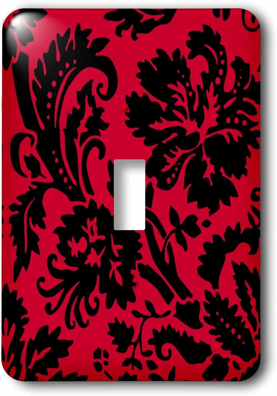 3dRose lsp_151459_1 Red & Black Damask Large Print Stylish Floral Gothic Bold Elegant Burlesque Inspired Pattern Single Toggle Switch