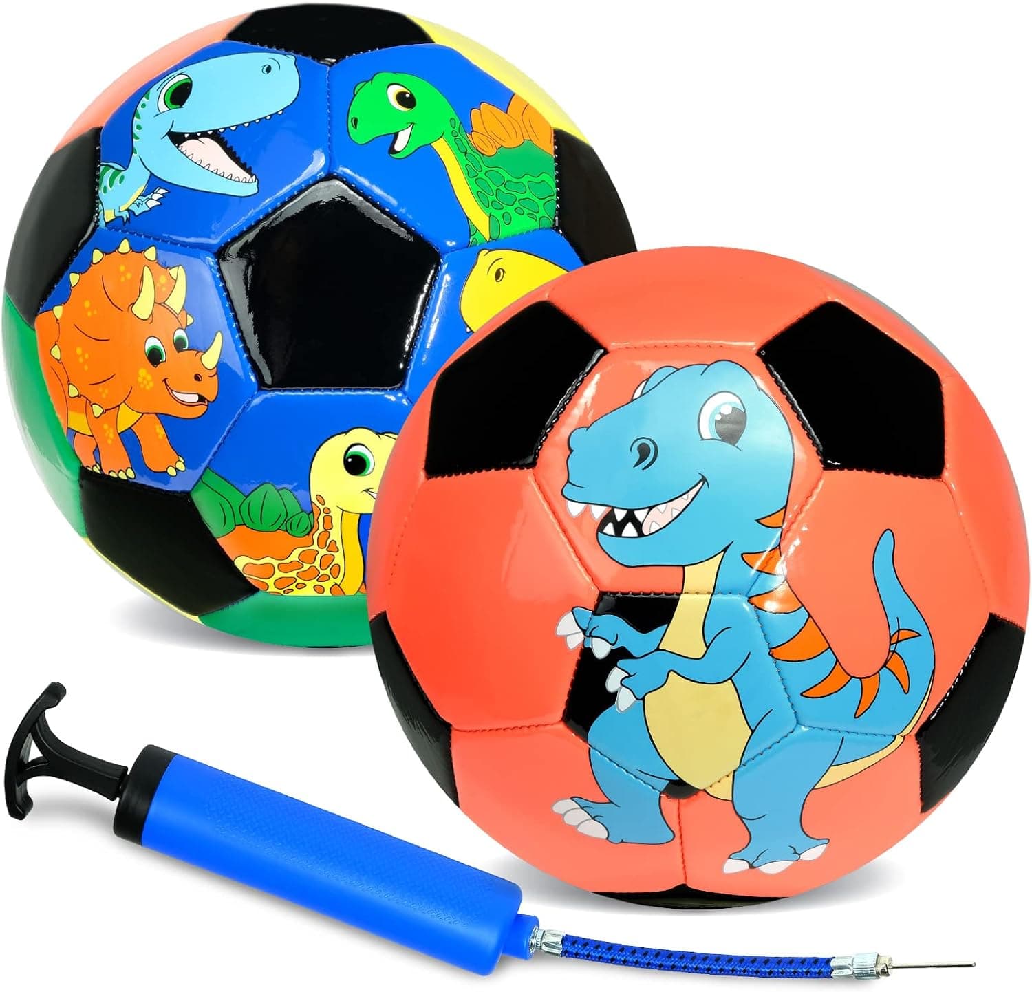 Xcello Sports Kids Soccer Ball Soft Thick Durable TPU Cover 2 Pack with Pump (Available in Size 2, and Size 3)