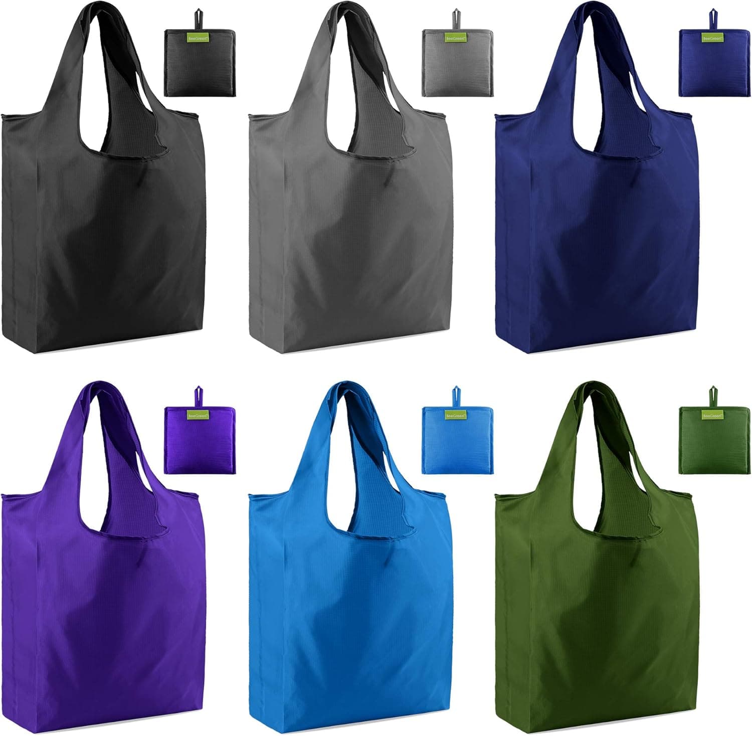 Grocery Bags Reusable Shopping Totes Foldable 6 Pack Ripstop 50LBS XLarge folding Bags with Pouch Shopper Bags Bulk Machine Washable Waterproof Eco-Friendly Black Royal Purple Teal Gray Moss …