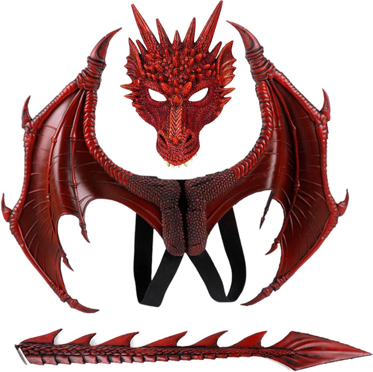 Dragon Costumes Set Devil Wings Demon Tail Dino Mask for Halloween Masquerade Party Cosplay
