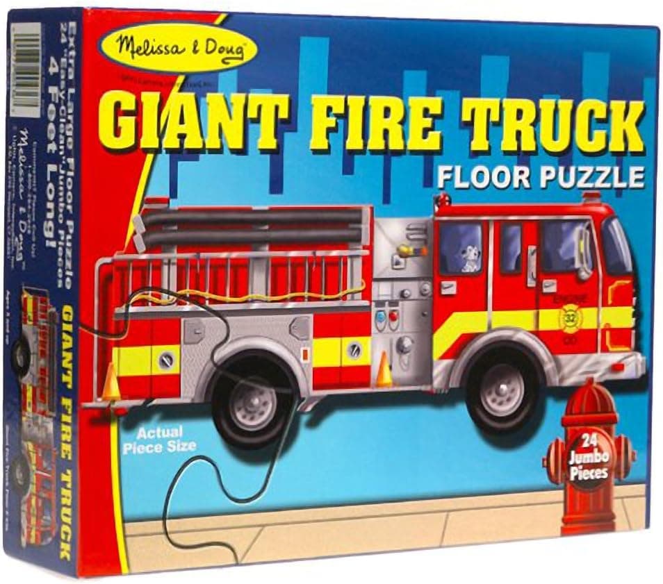 Giant Fire Truck: 24-Piece Floor Puzzle + FREE Melissa & Doug Scratch Art Mini-Pad Bundle [04367]