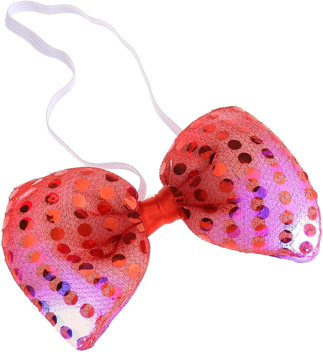 LED Light Up Flashing Sequin Bow Ties Tie by Mammoth Sales (Red)