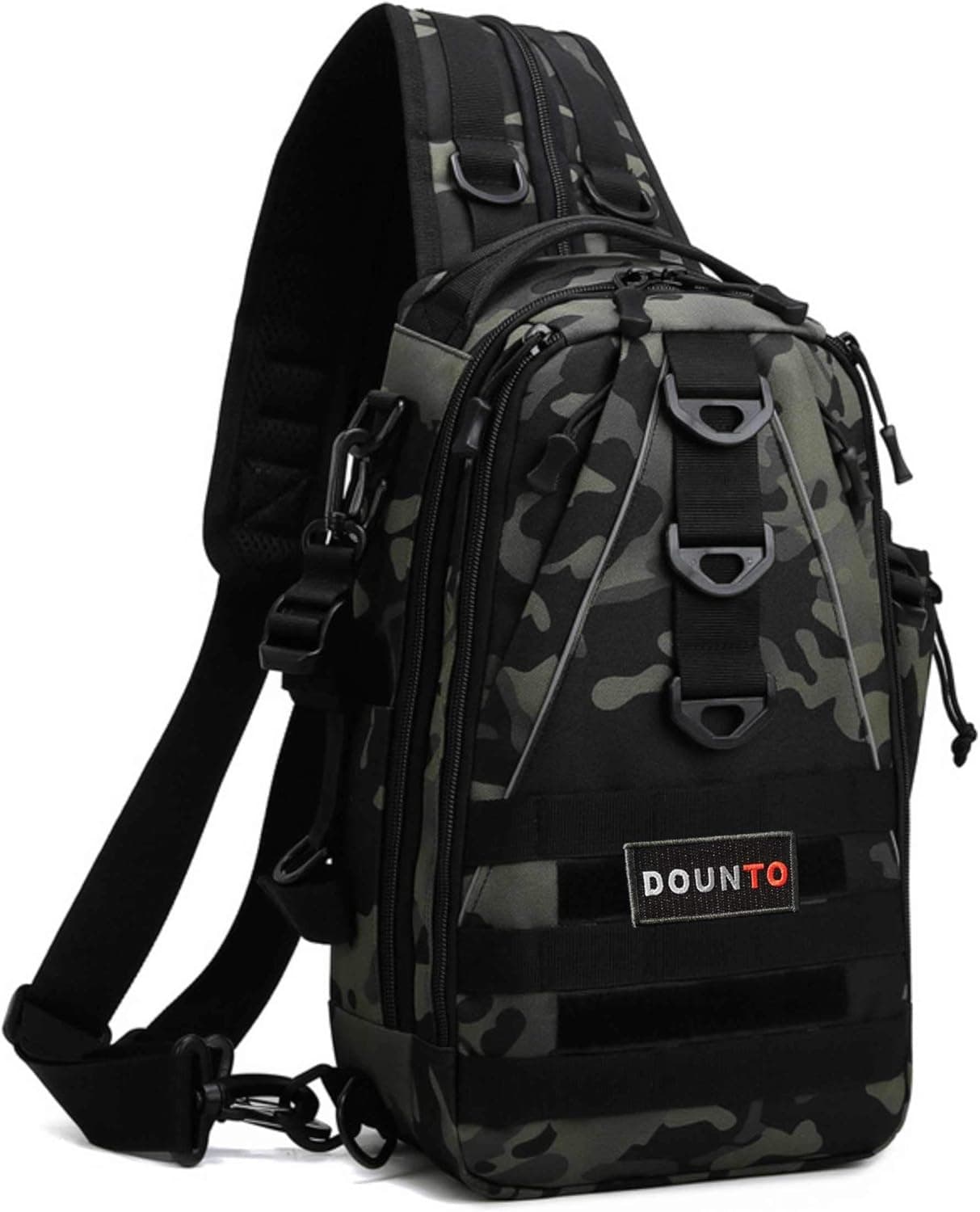 DOUNTO Tactical Sling Backpack, EDC Molle Sling Bag Military Daypack Backpack Outdoor Range Bags