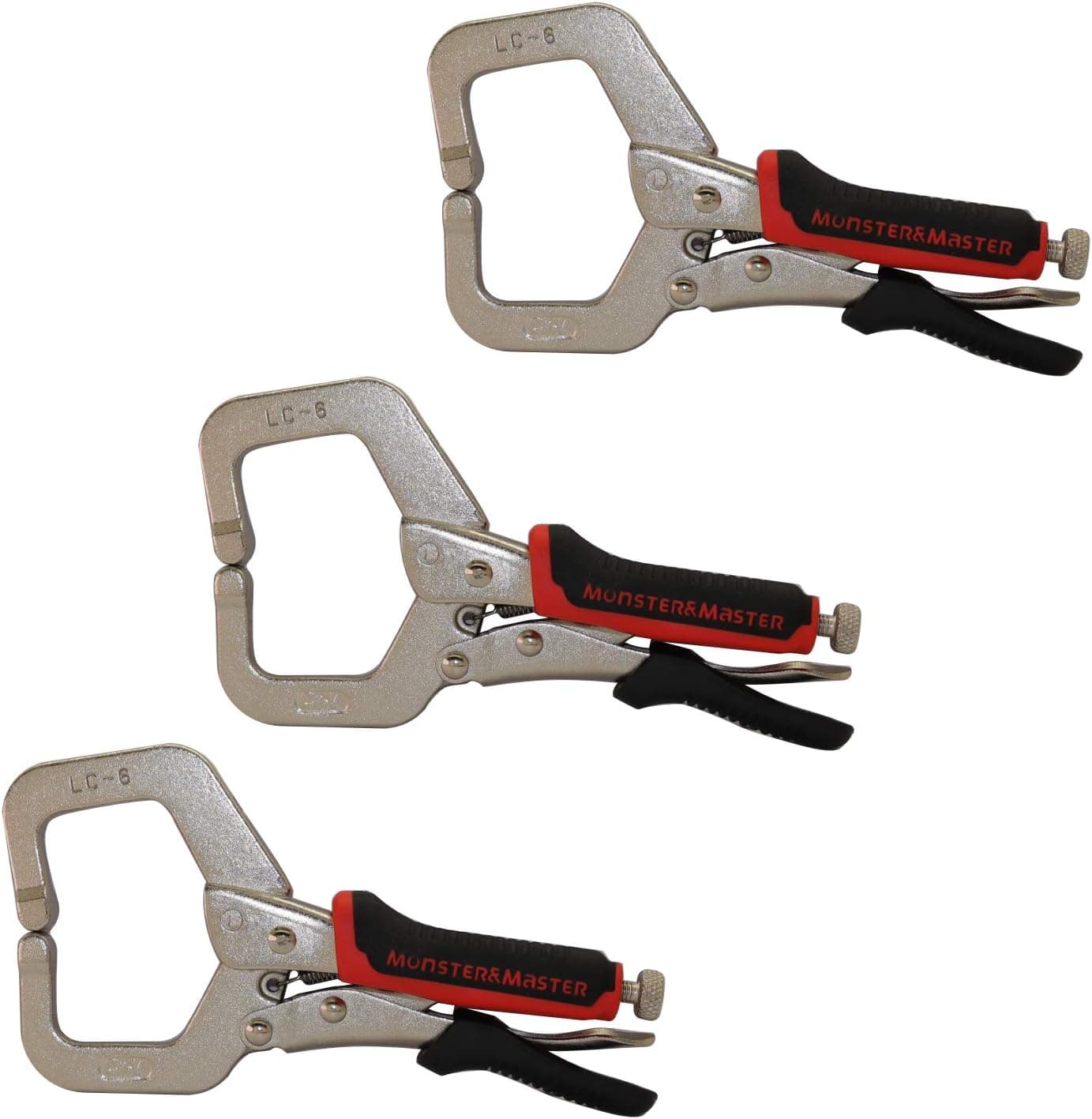 Monster & Master 6" C-clamp Locking Plier without Swivel Pads, 3-Piece, MM-CP-004x3