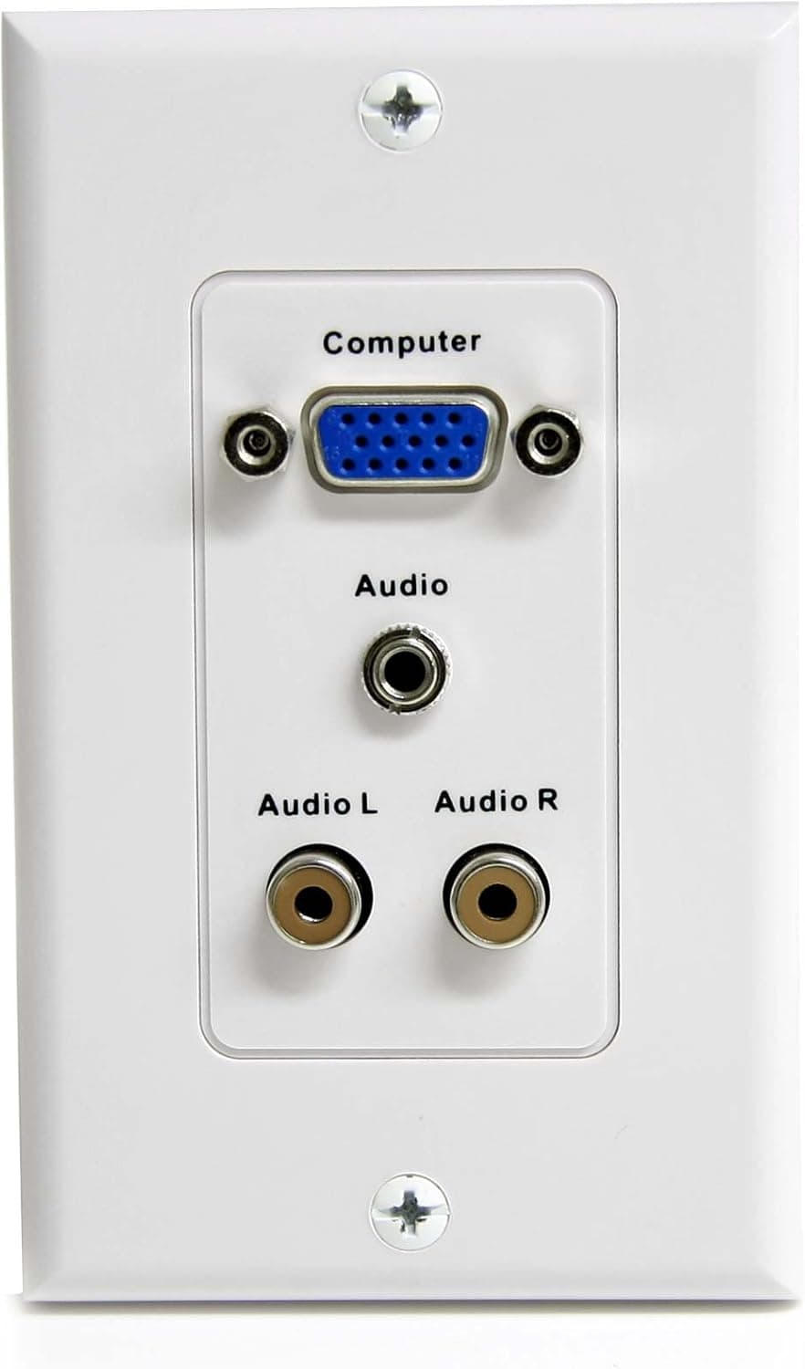 StarTech.com 15-Pin Female VGA Wall Plate with 3.5mm and RCA - White (Mounting Plate - HD-15, RCA X 2, Mini-Phone Stereo 3.5 mm - White (VGAPLATERCA)