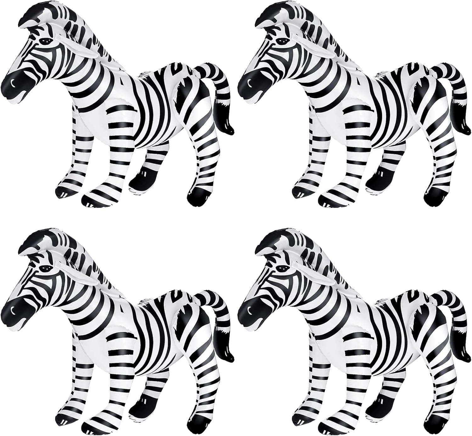 4 Pieces Zebra Inflatable Air Stuffed Zebra Stuffed Animal Toy Safari Jungle Zebra Inflatable for Animal Safari Pool Birthday Party Decorations