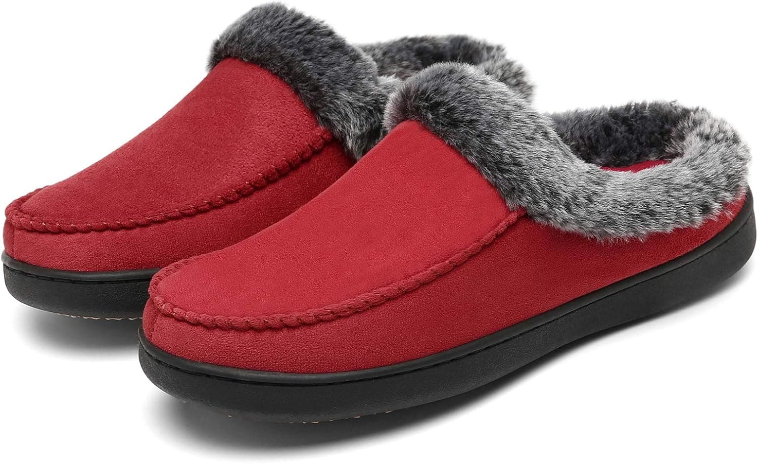 Mishansha Womens House Shoes Memory Foam Suede Moccasin Slippers Winter Warm Fleece Lined Home Shoes with Anti-Skid Rubber Sole