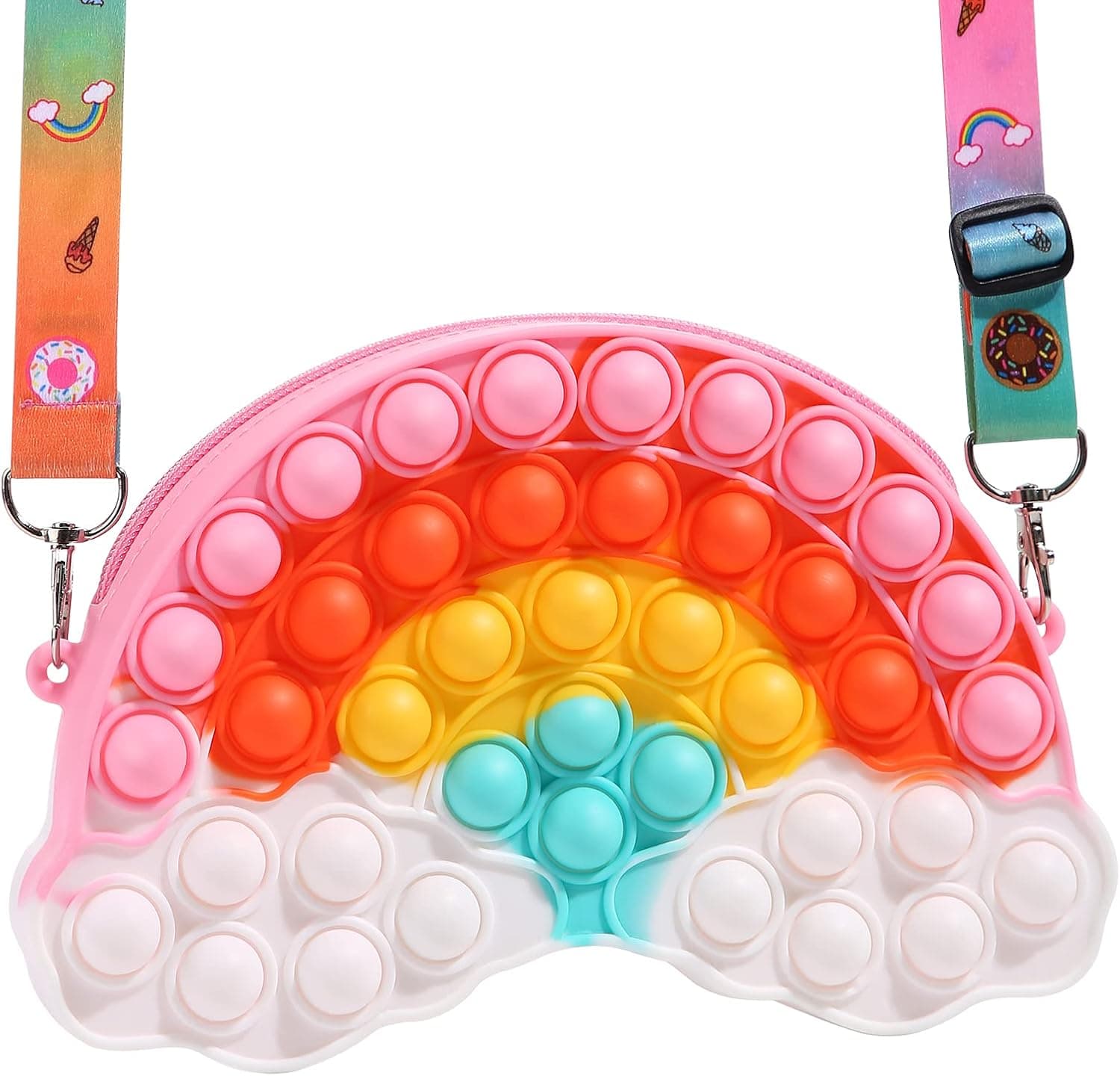 Girls Easter Basket Stuffers Little Girls Birthday Gifts Silicone School Bag Purse Colorful Rainbow Crossbody Bag School Supplies Goodie Bag Stuffers for Kids