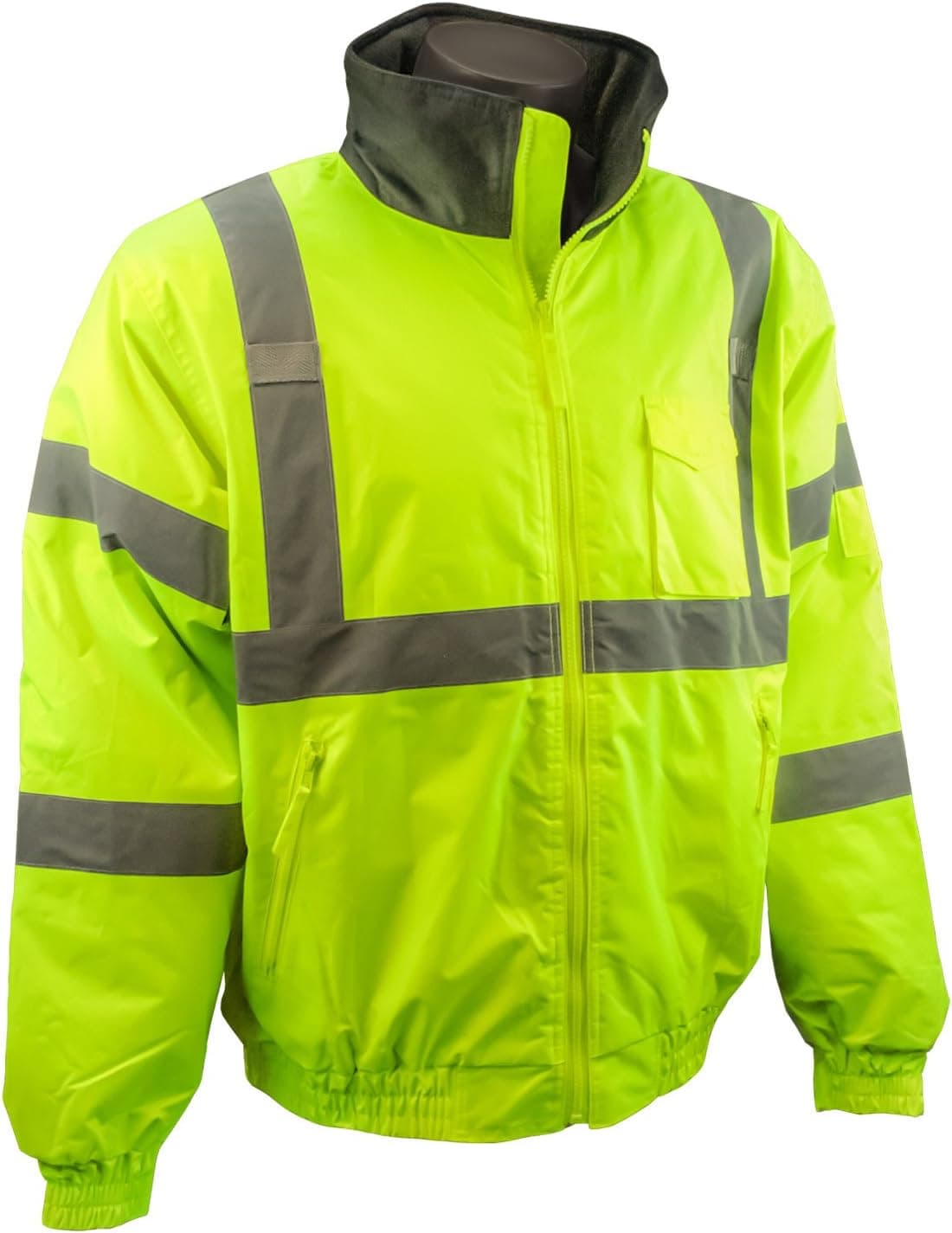 Radians SJ11Q-3ZGS-M Class3 Weather Proof Bomber Jacket with Quilted Built-In Liner, Lime Green, Medium